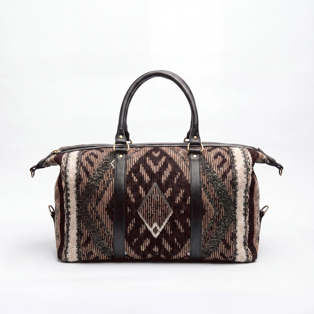 Espresso Ikat Kilim Duffle Bag for Men