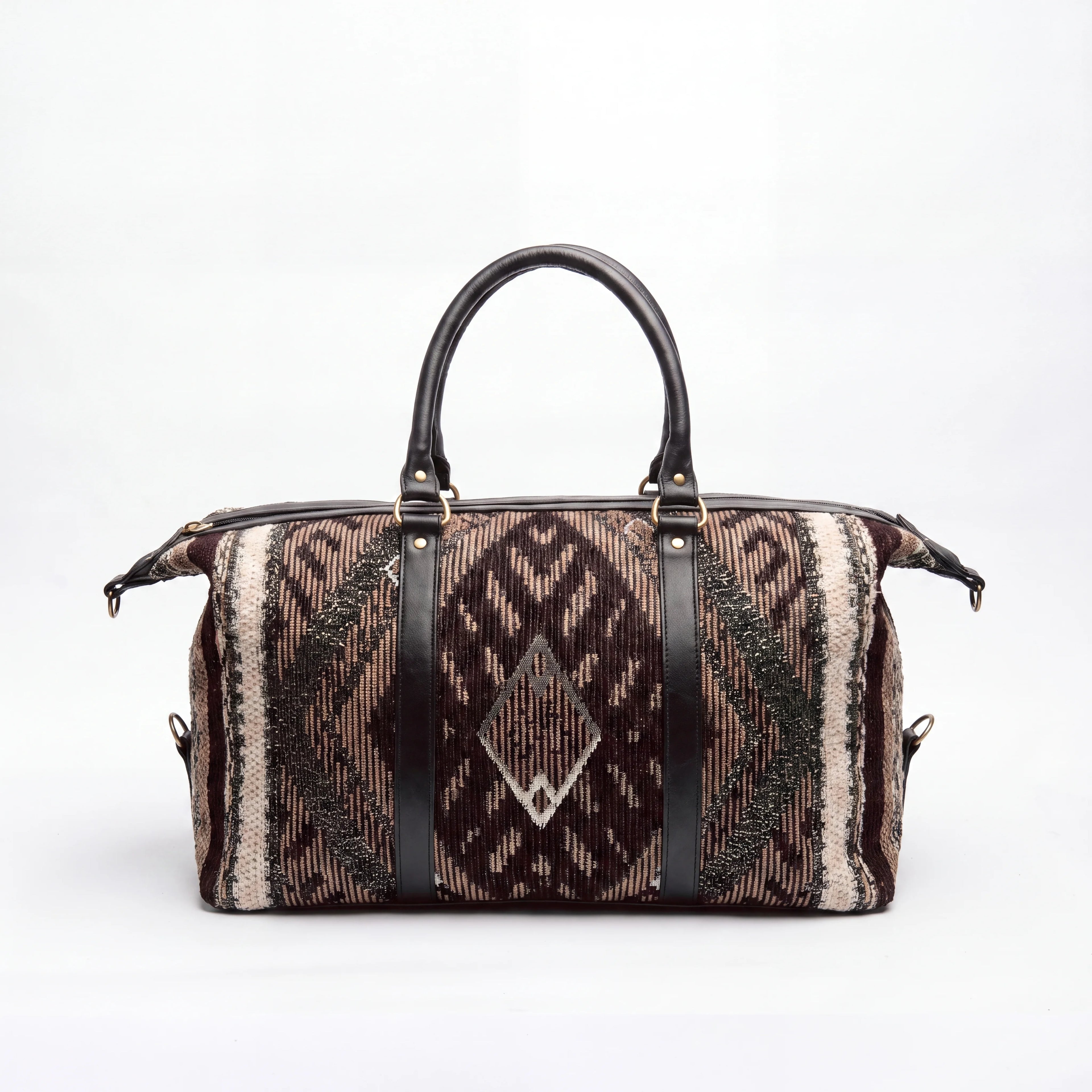 Espresso Ikat Kilim Duffle Bag for Men