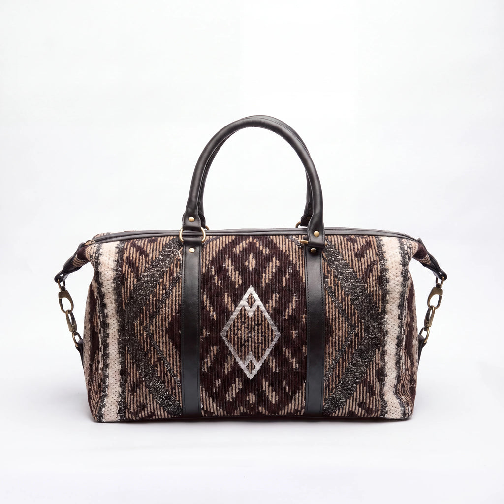 Espresso Ikat Kilim Duffle Bag for Men