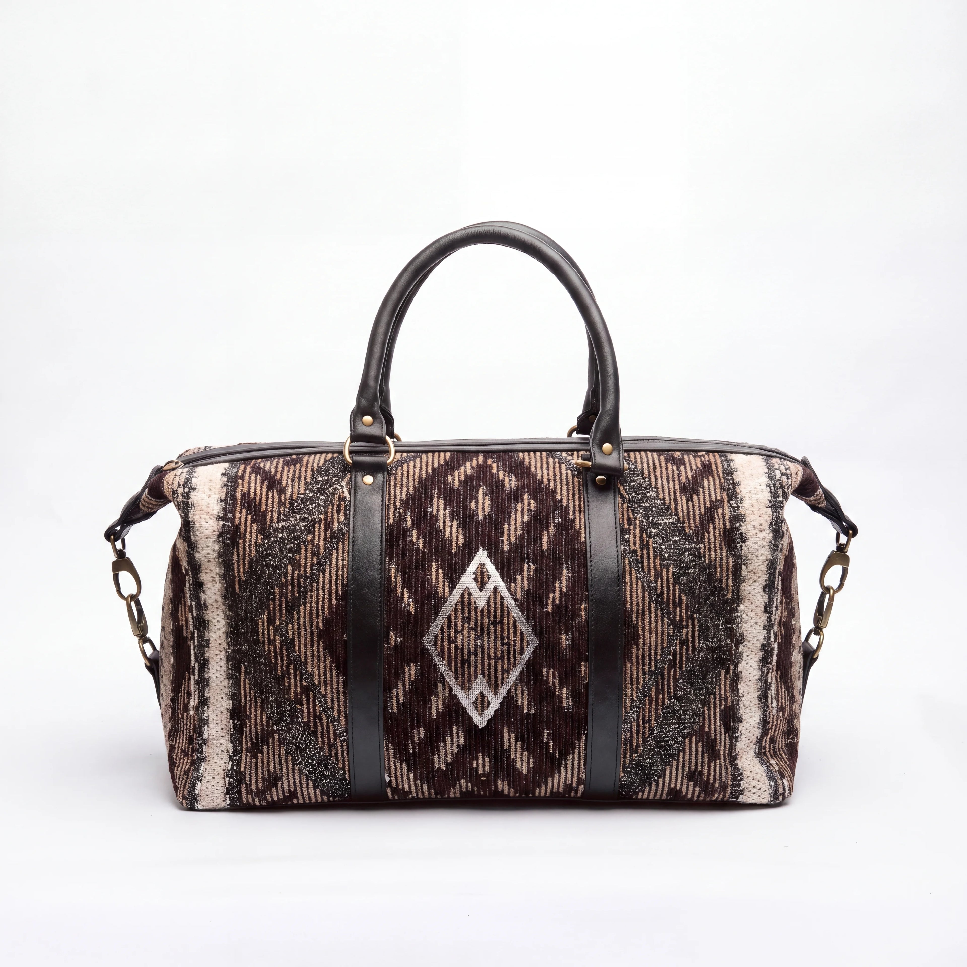 Espresso Ikat Kilim Duffle Bag for Men