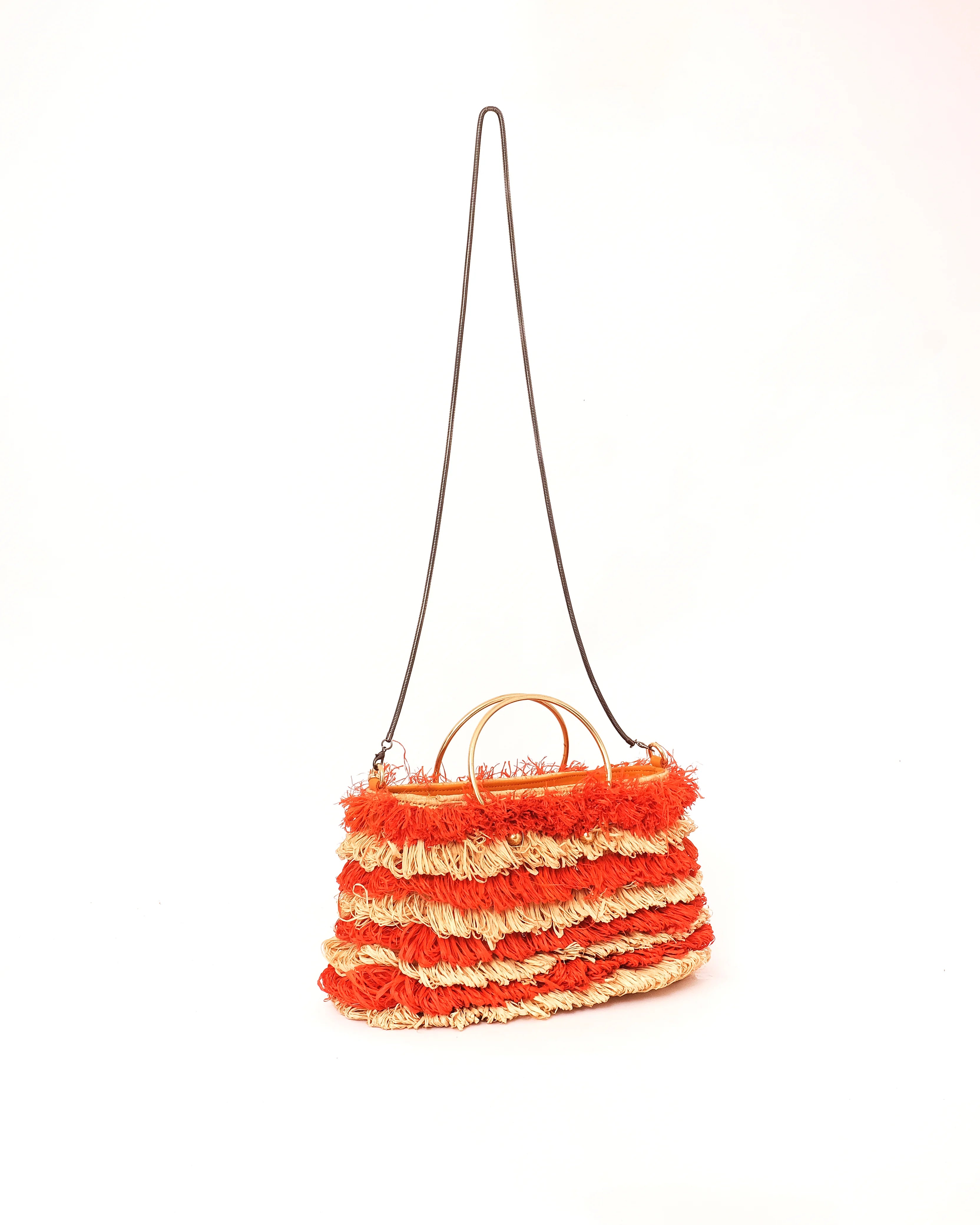 Fringe Raffia Market Basket