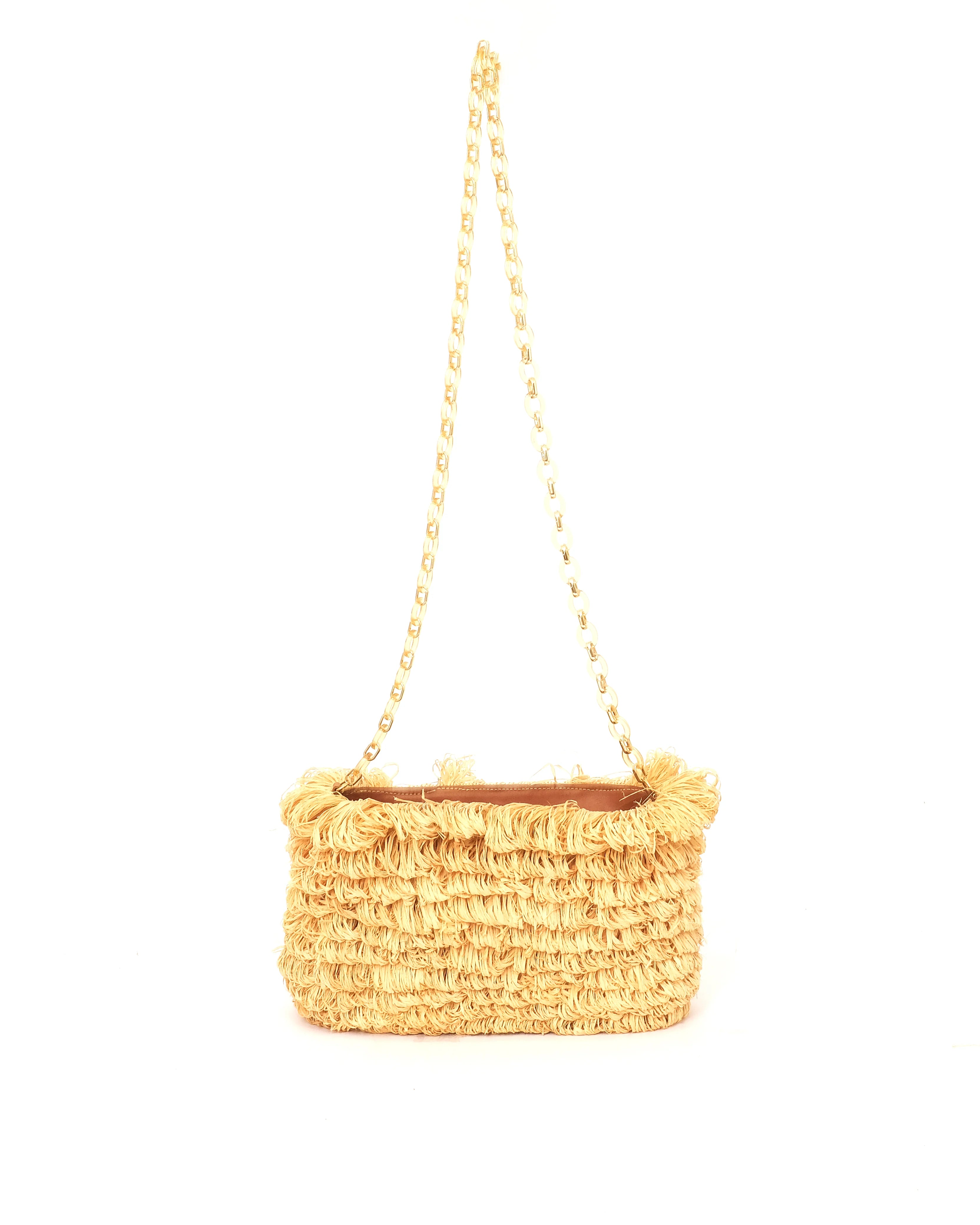 Fringed Raffia Shoulder Bag