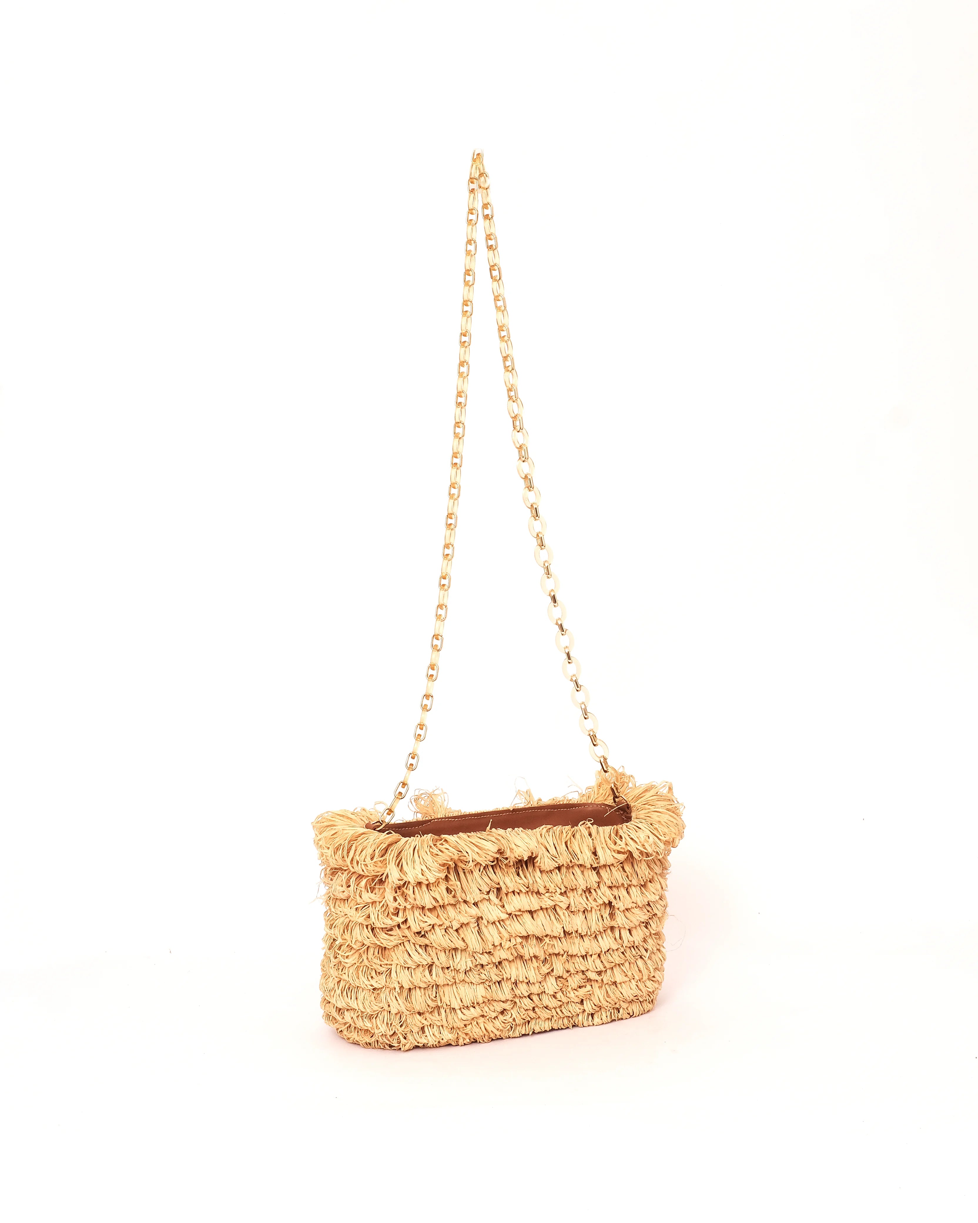 Fringed Raffia Shoulder Bag