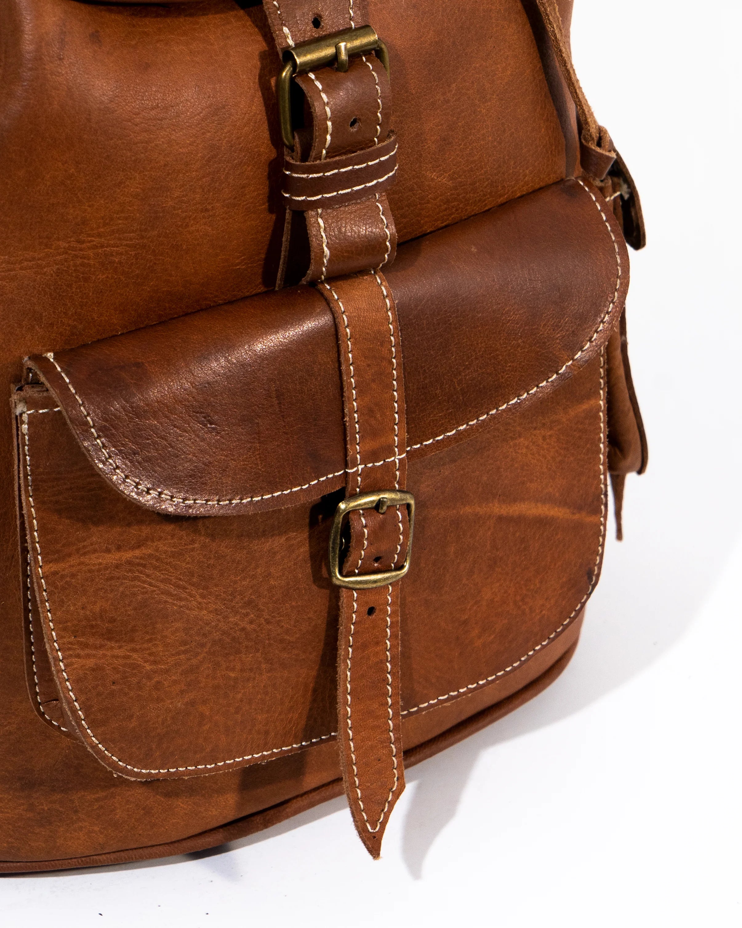 Tan Leather Large Backpack Bag