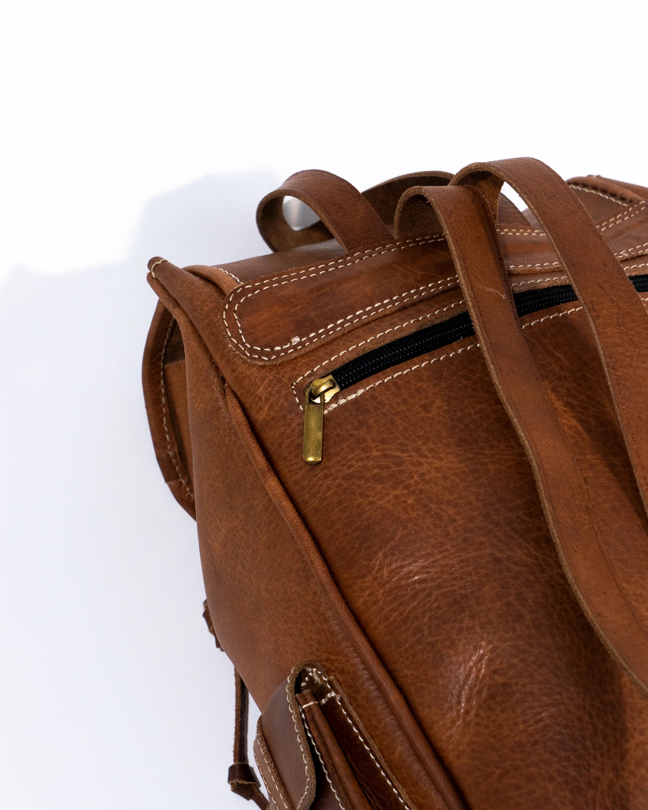 Tan Leather Large Backpack Bag