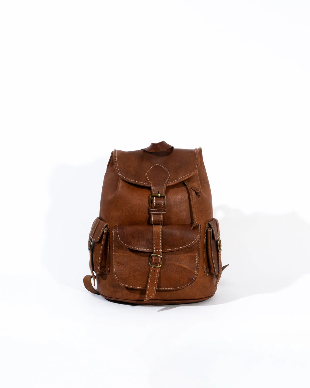 Tan Leather Large Backpack Bag