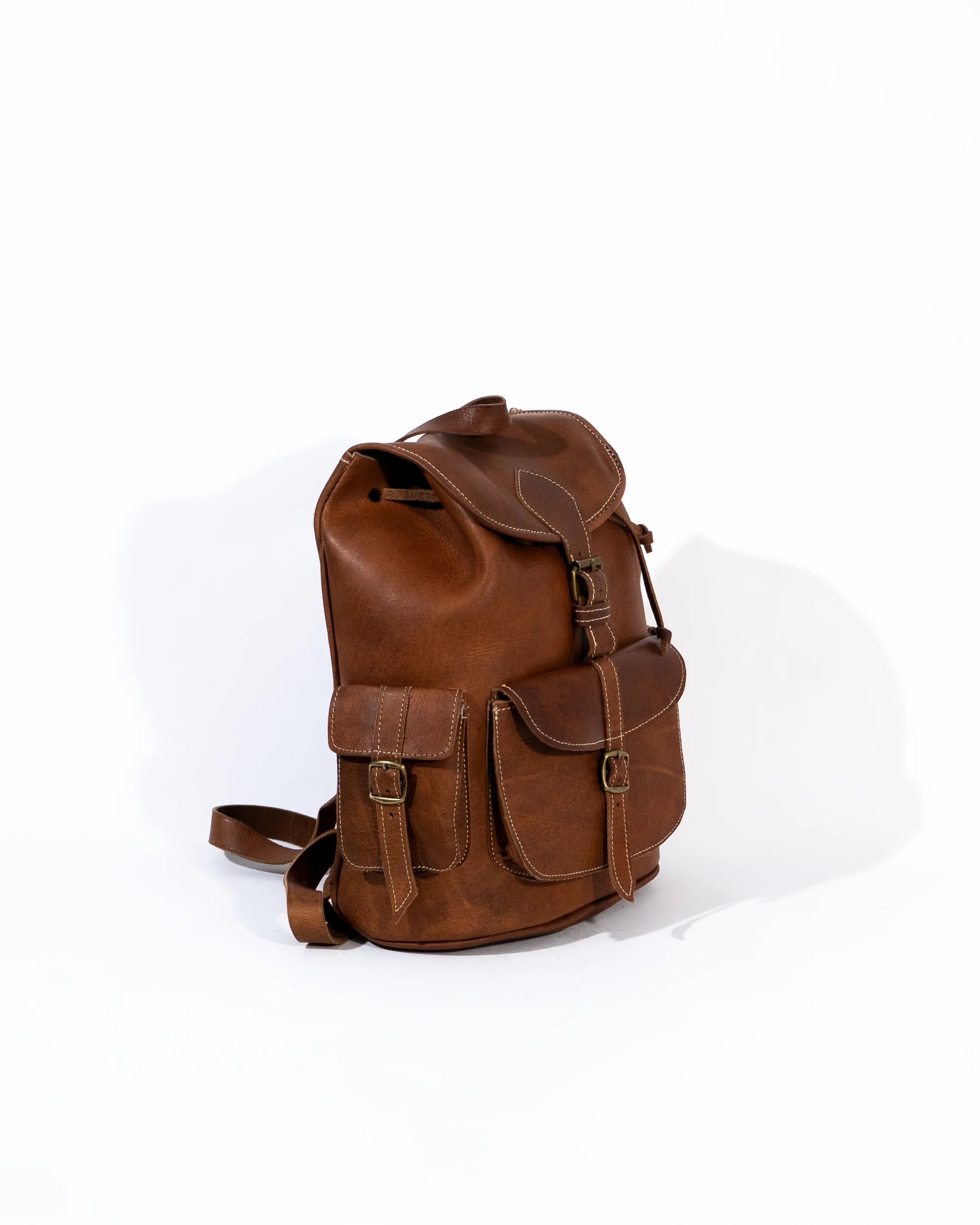 Tan Leather Large Backpack Bag