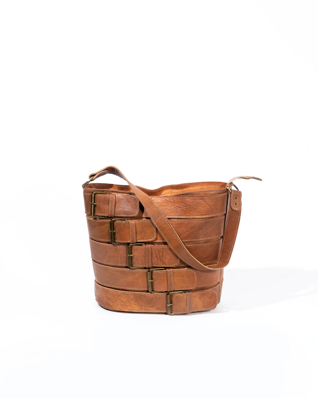Tan Leather Bucket Bag
