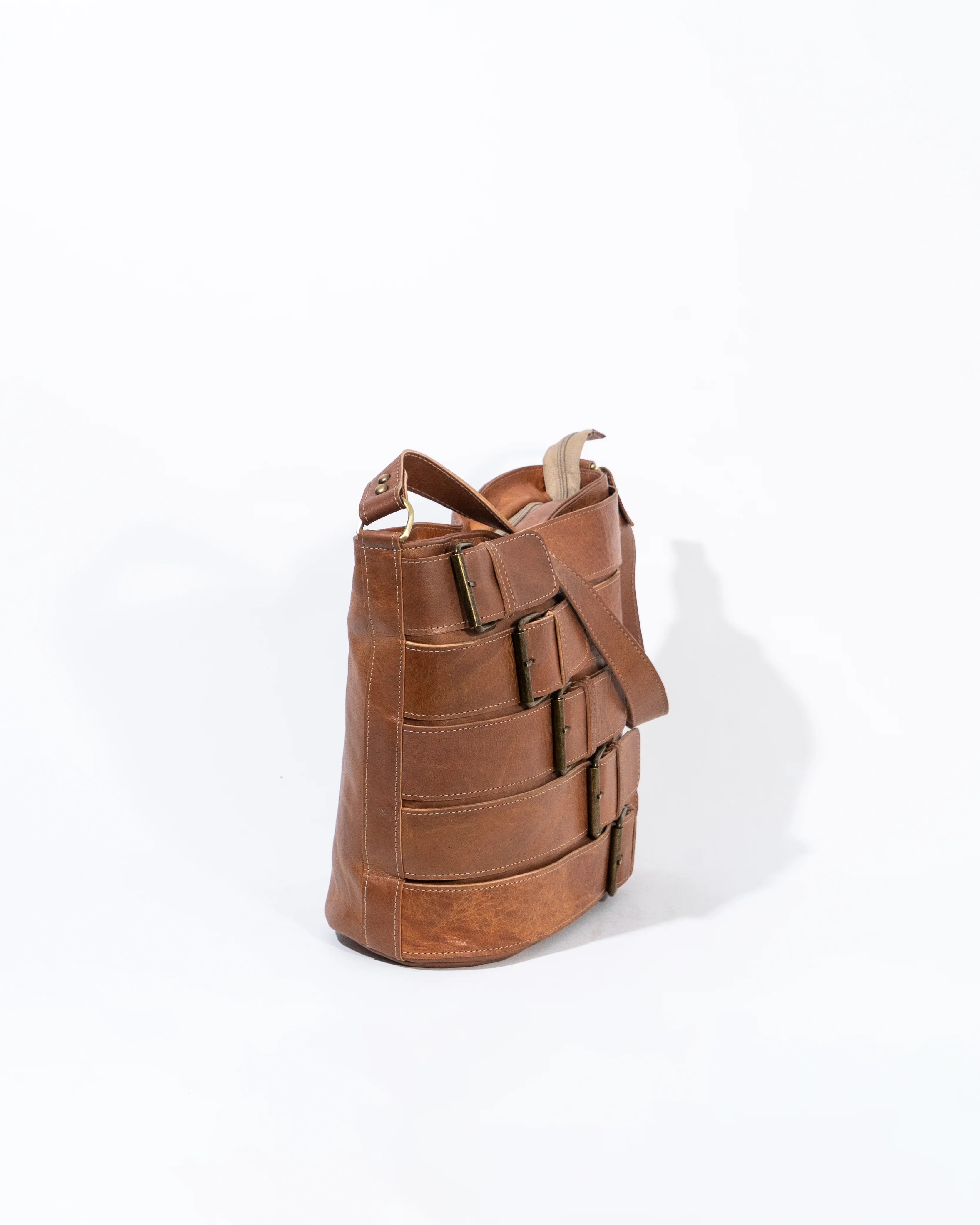 Tan Leather Bucket Bag