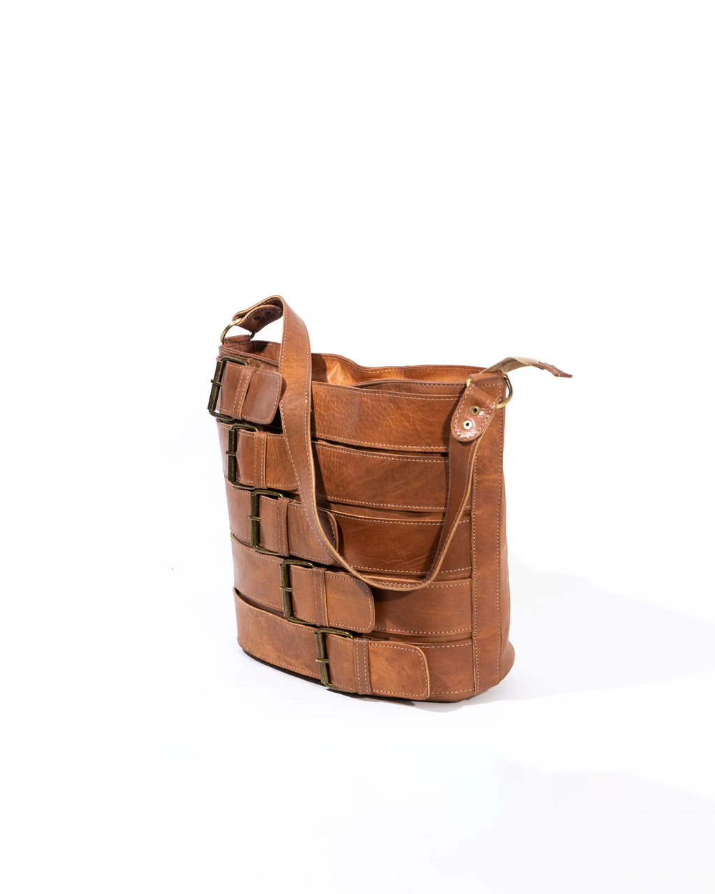 Tan Leather Bucket Bag