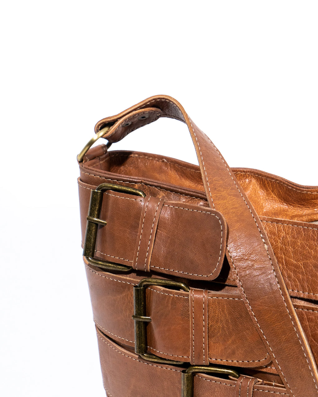 Tan Leather Bucket Bag