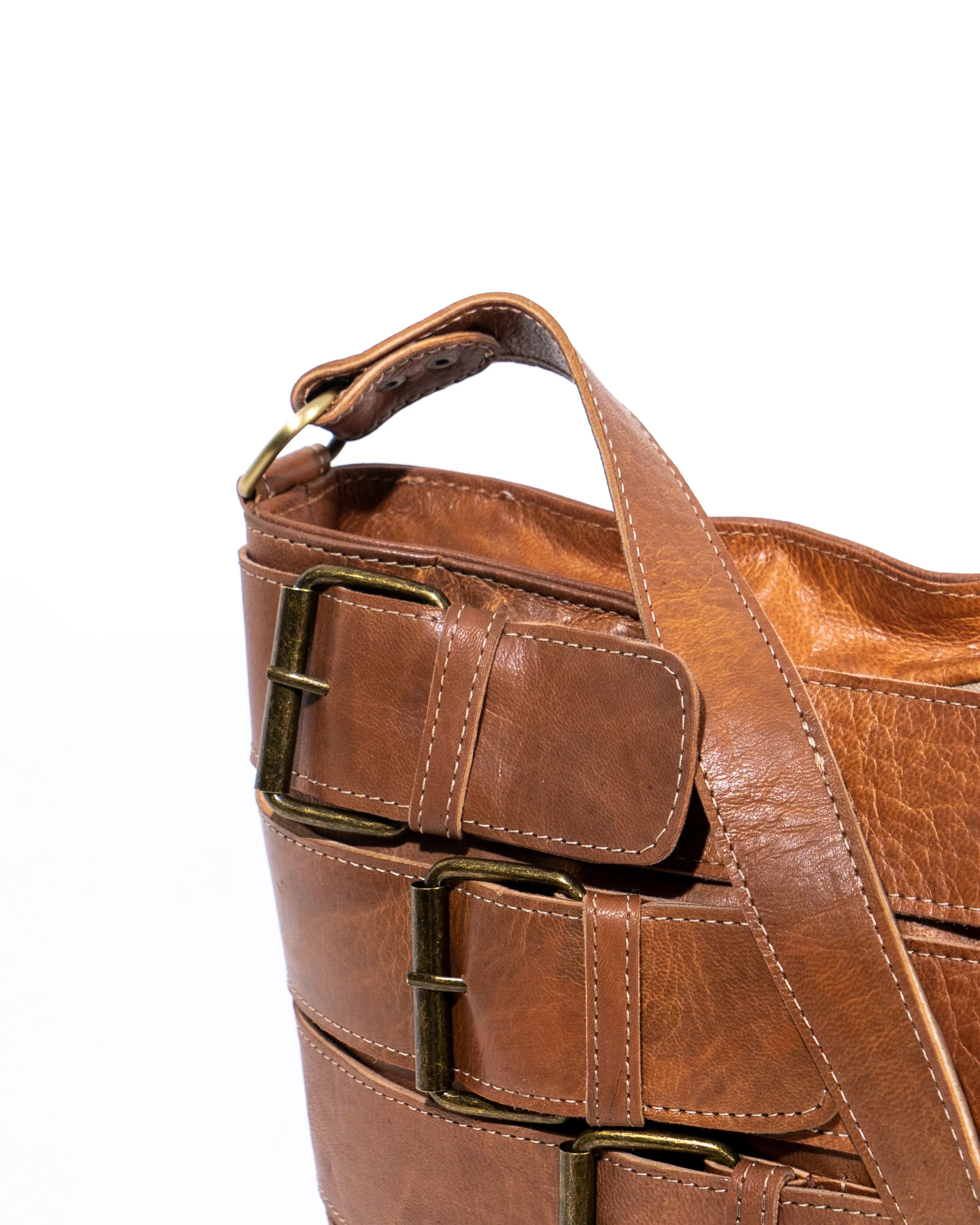 Tan Leather Bucket Bag