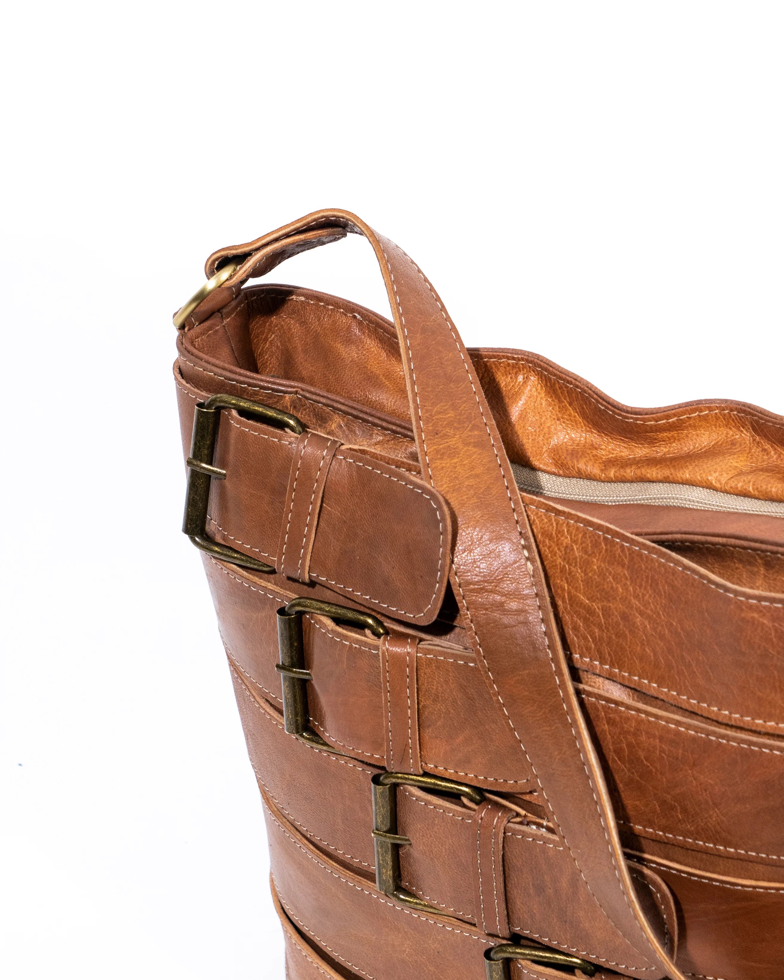 Tan Leather Bucket Bag