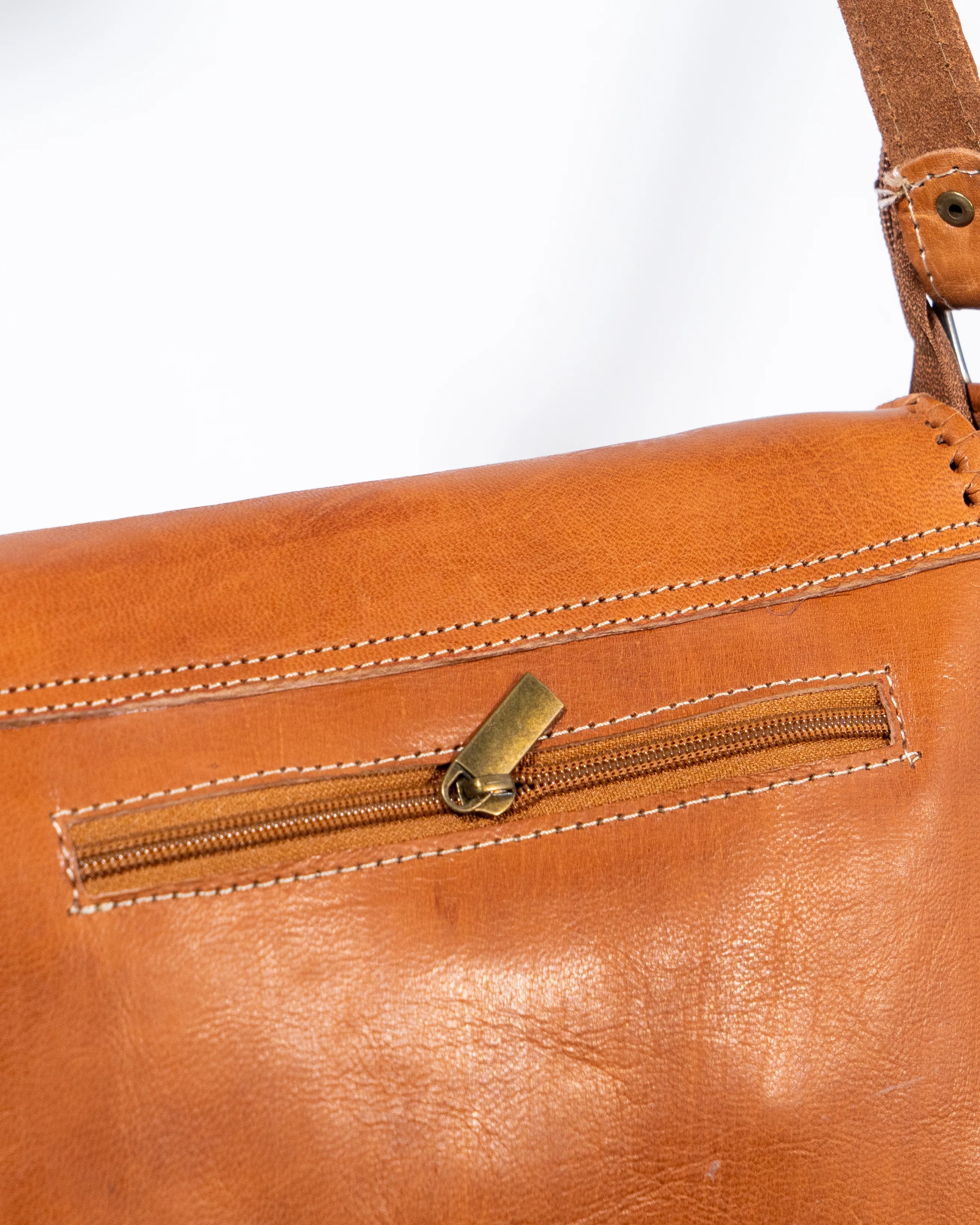 Tan Leather Fringe Crossbody Bag
