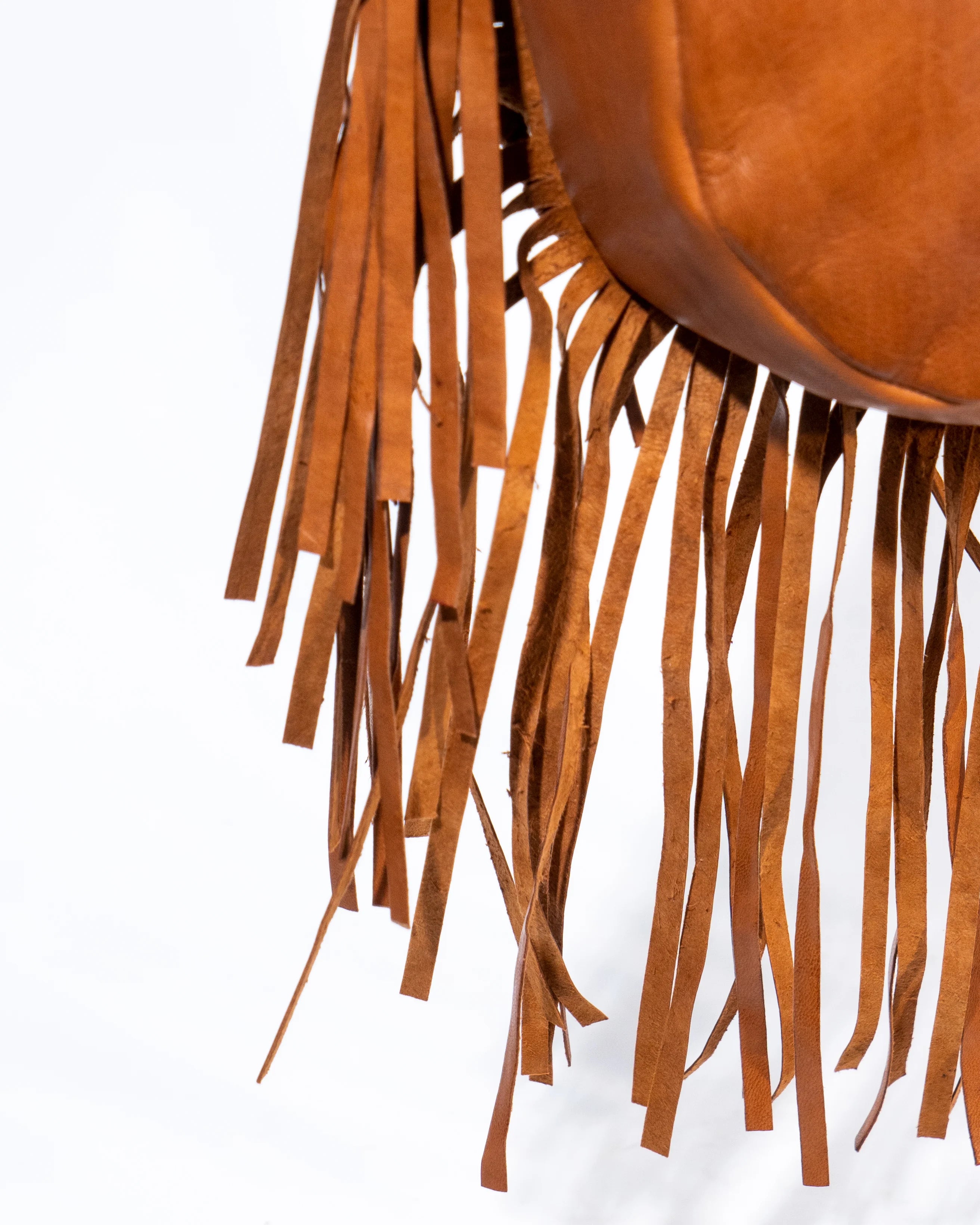 Tan Leather Fringe Crossbody Bag