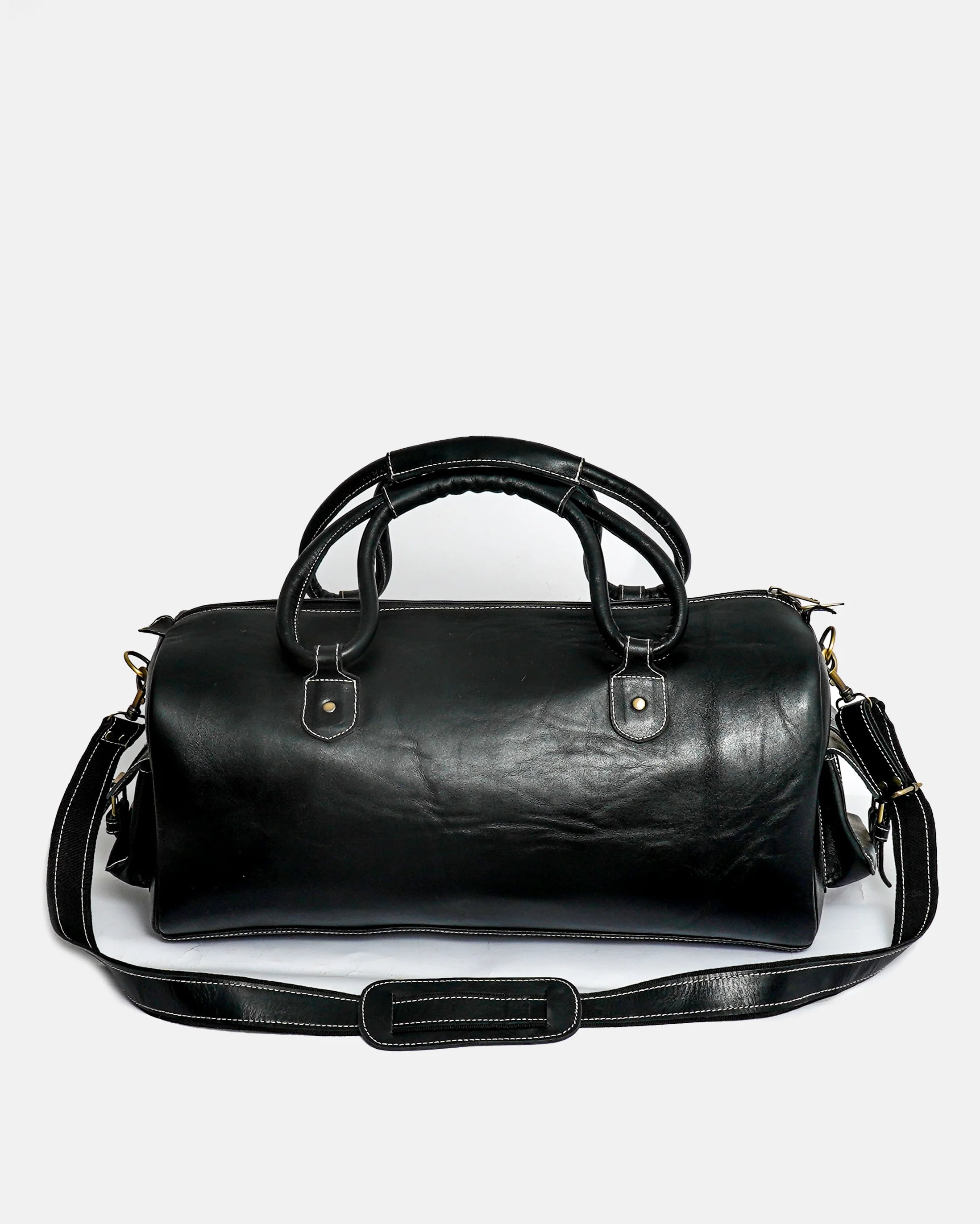 Black Leather Duffle Bag
