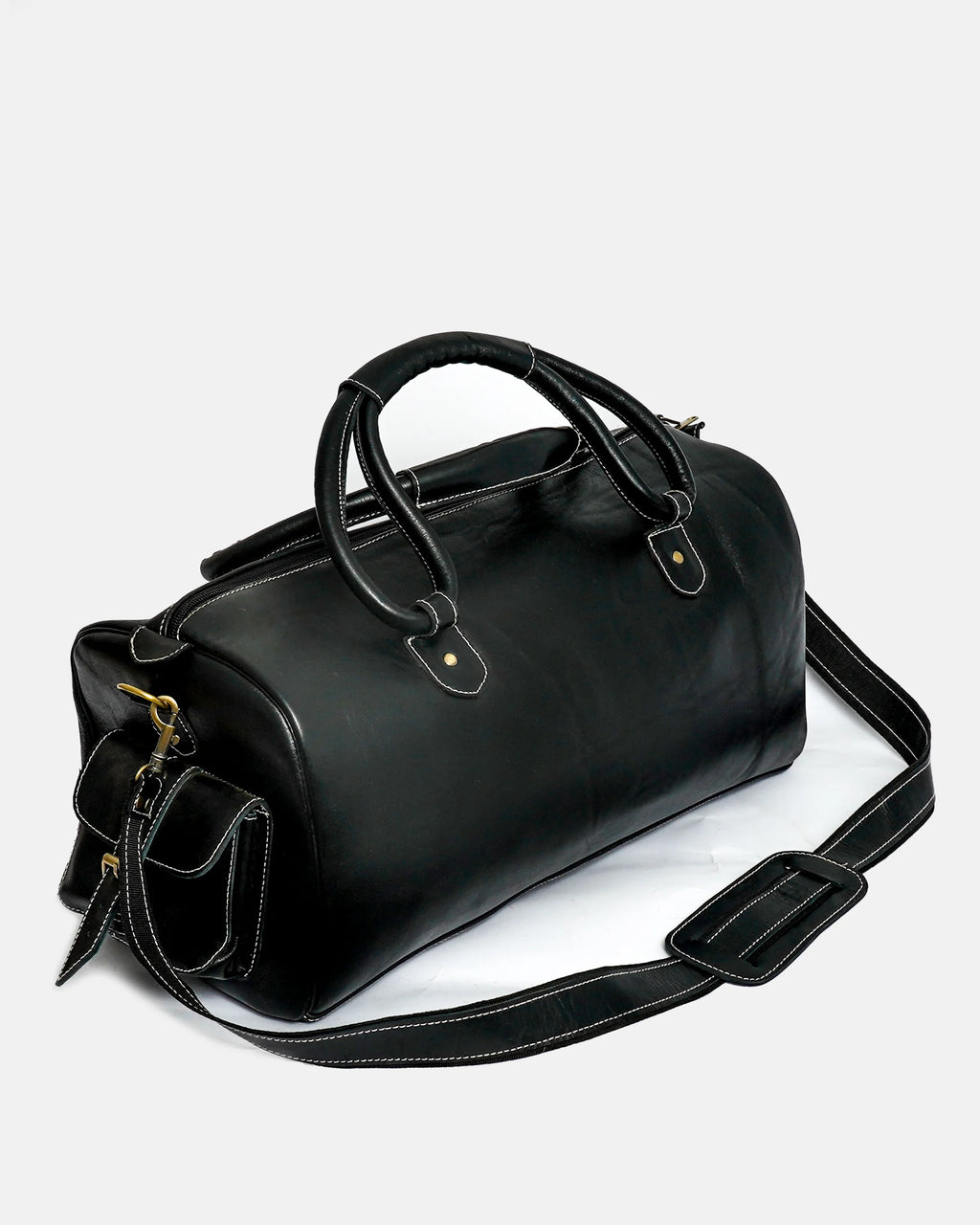 Black Leather Duffle Bag
