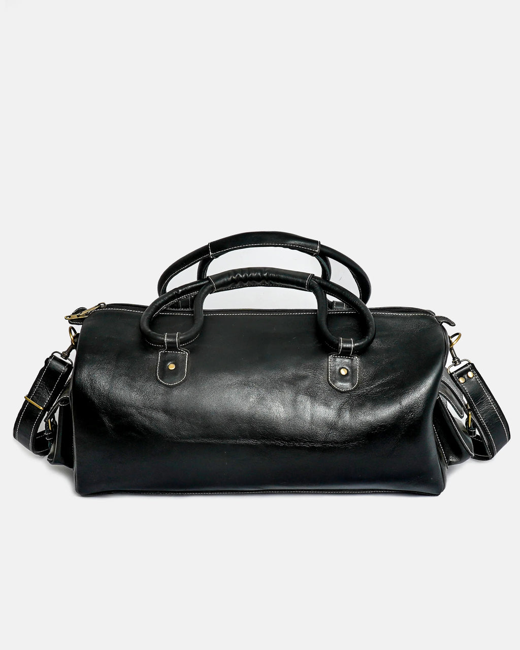 Black Leather Duffle Bag