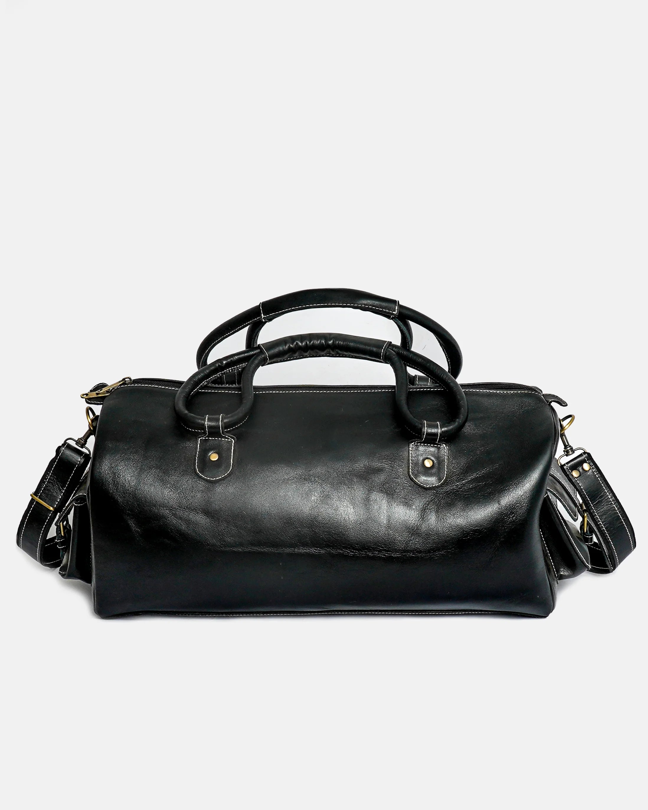 Black Leather Duffle Bag