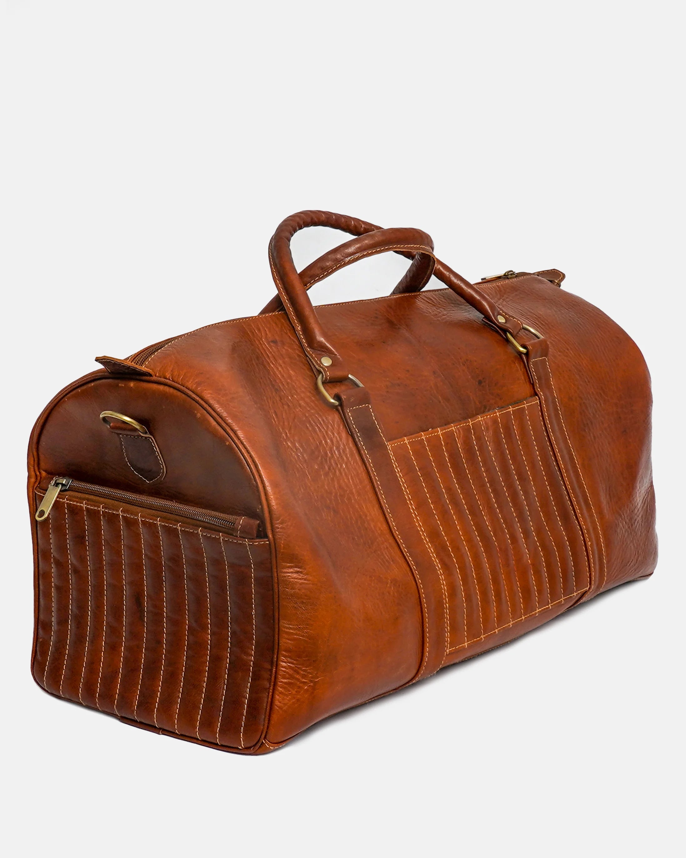 Tan Leather Duffle Bag