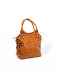 Tan Leather Studded Tote Bag
