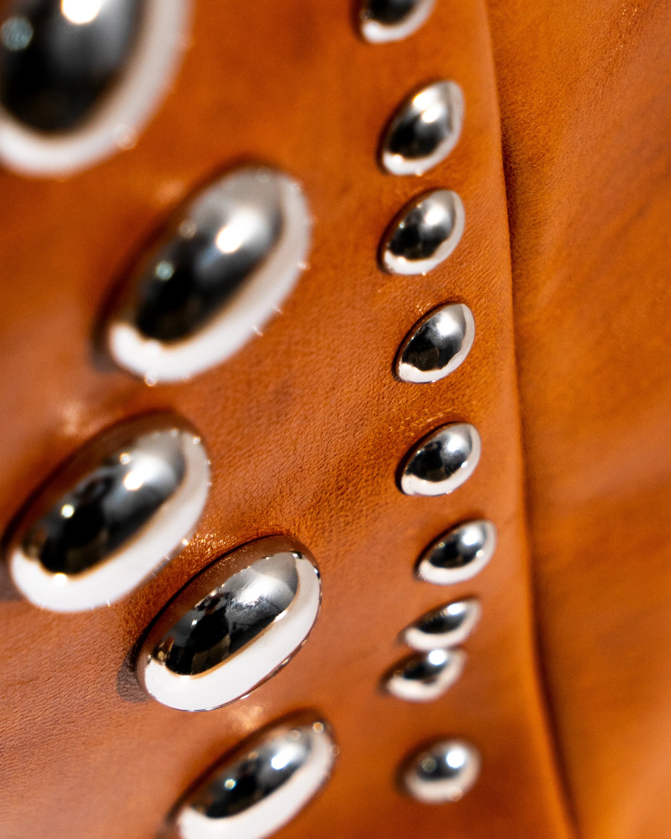 Tan Leather Studded Tote Bag