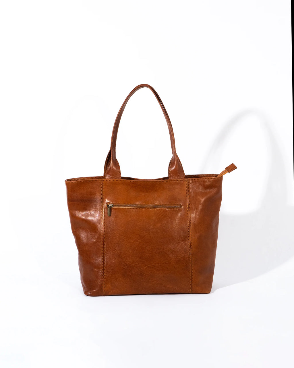 Tan Leather Large Tote Bag