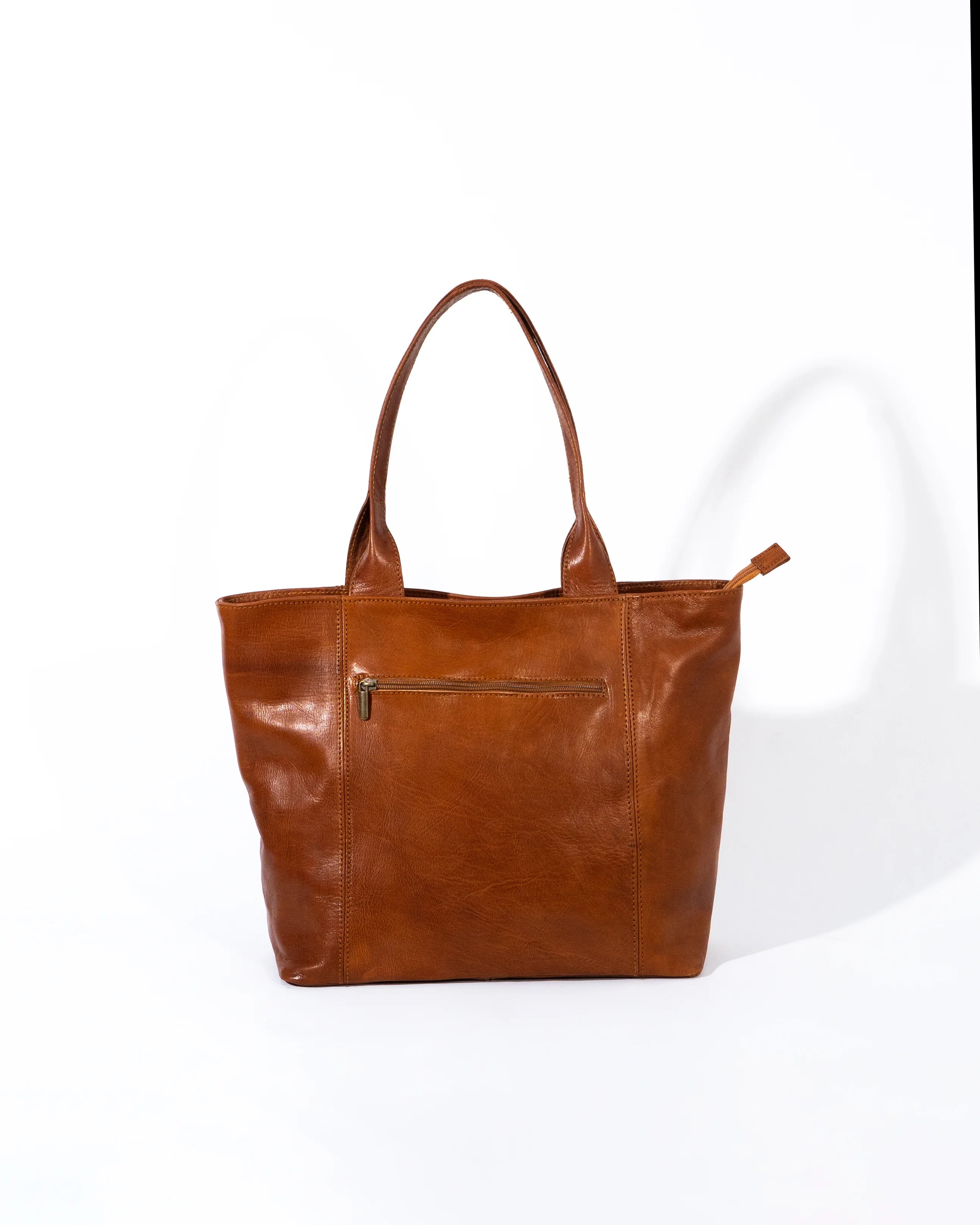 Tan Leather Large Tote Bag