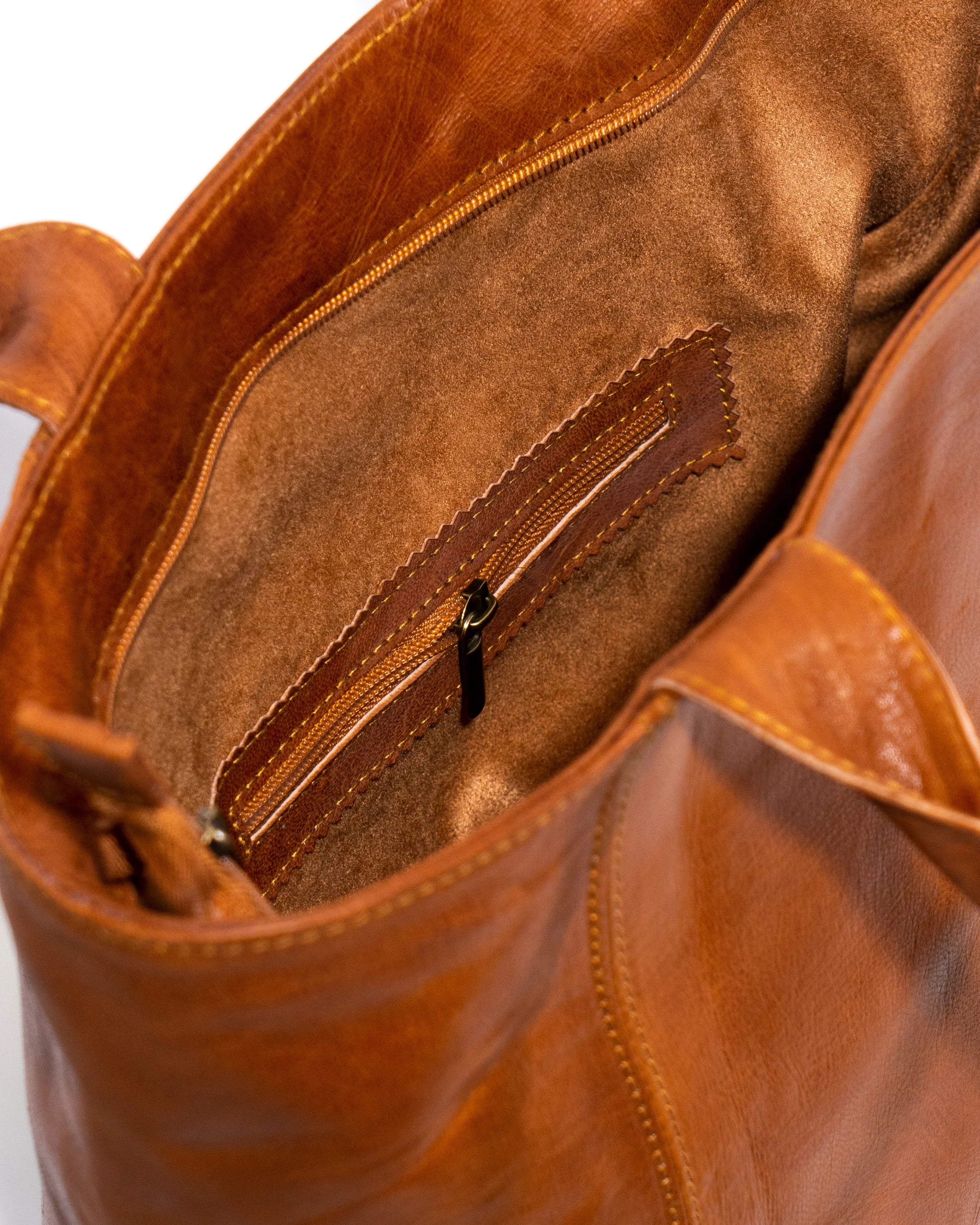 Tan Leather Large Tote Bag