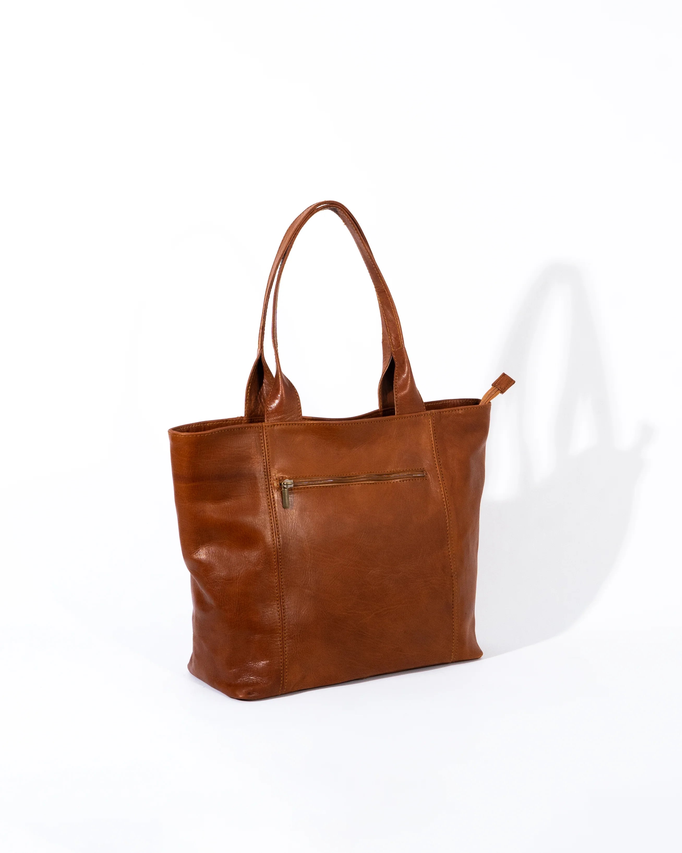 Tan Leather Large Tote Bag