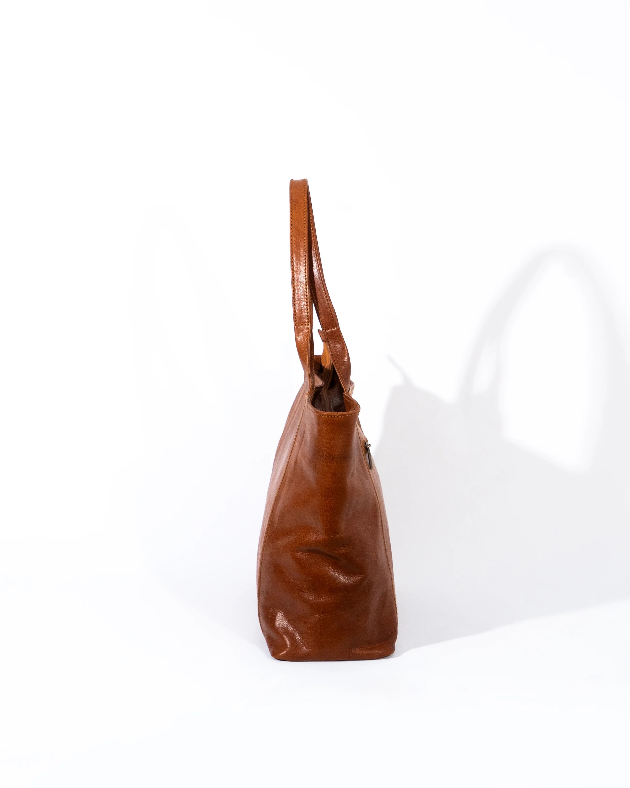 Tan Leather Large Tote Bag