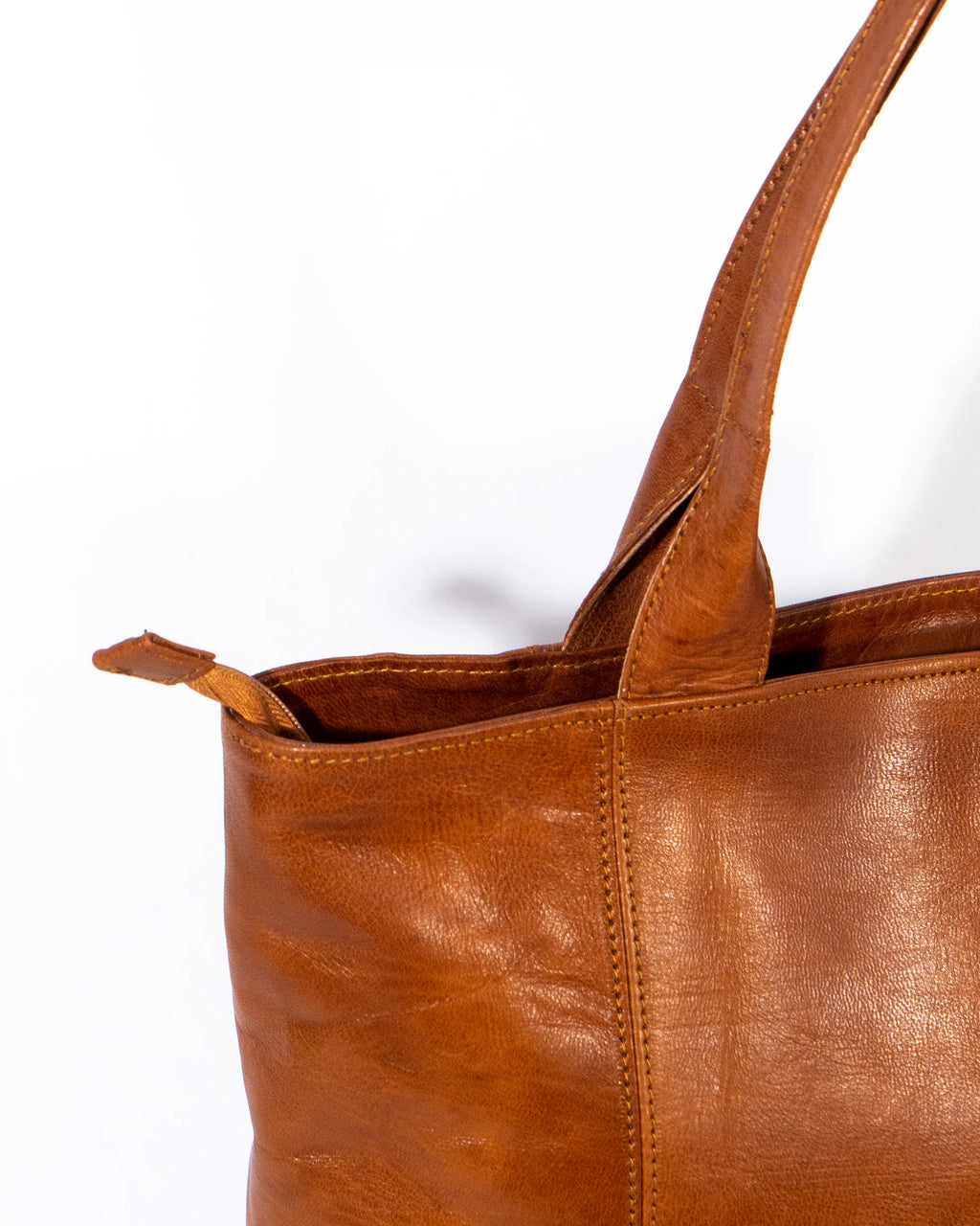 Tan Leather Large Tote Bag