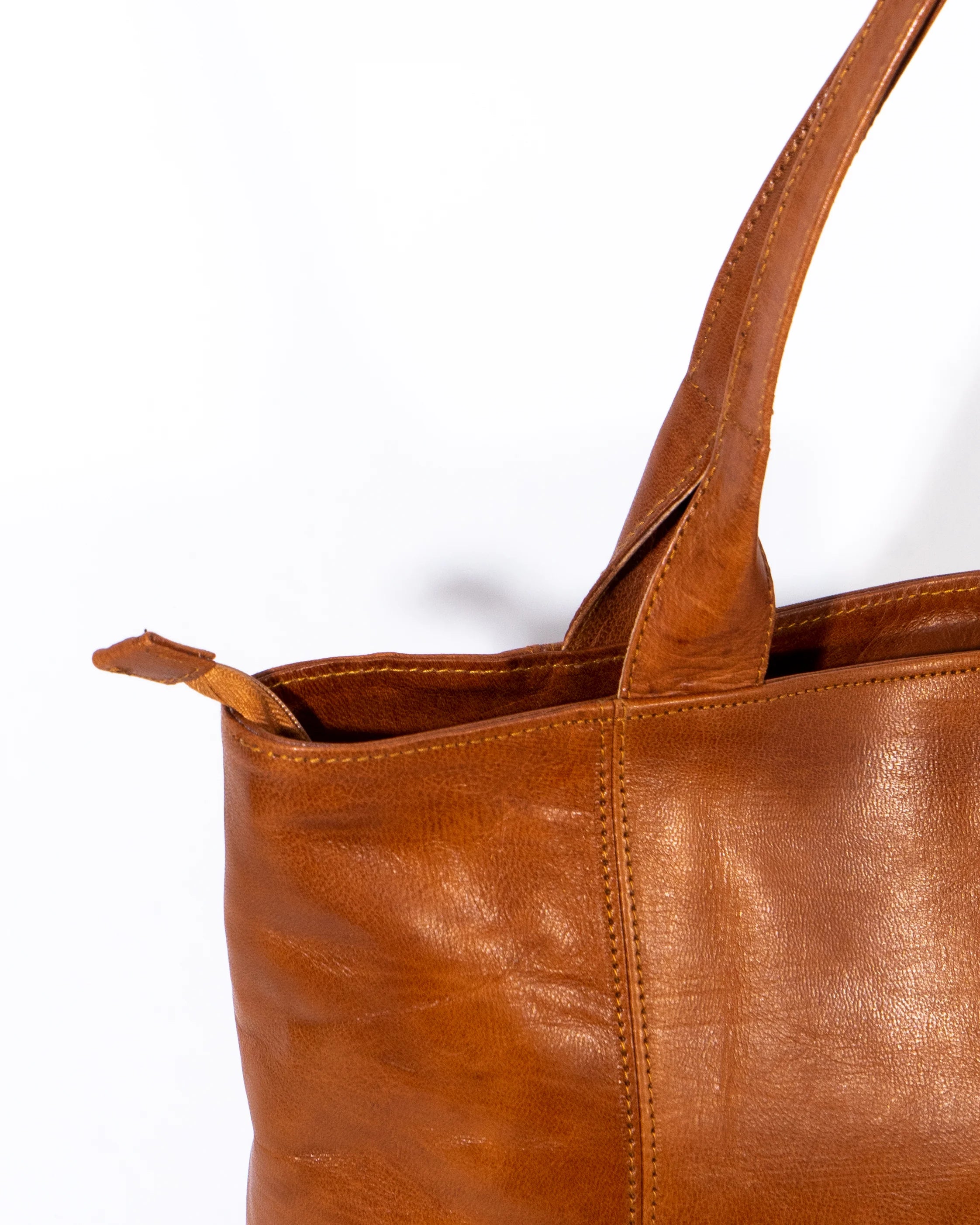 Tan Leather Large Tote Bag