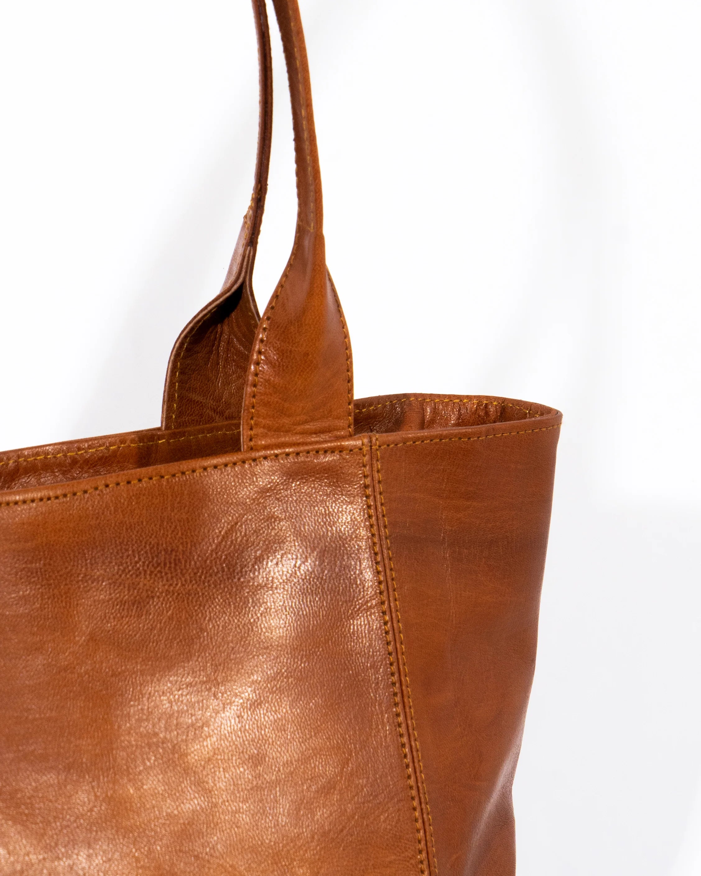 Tan Leather Large Tote Bag