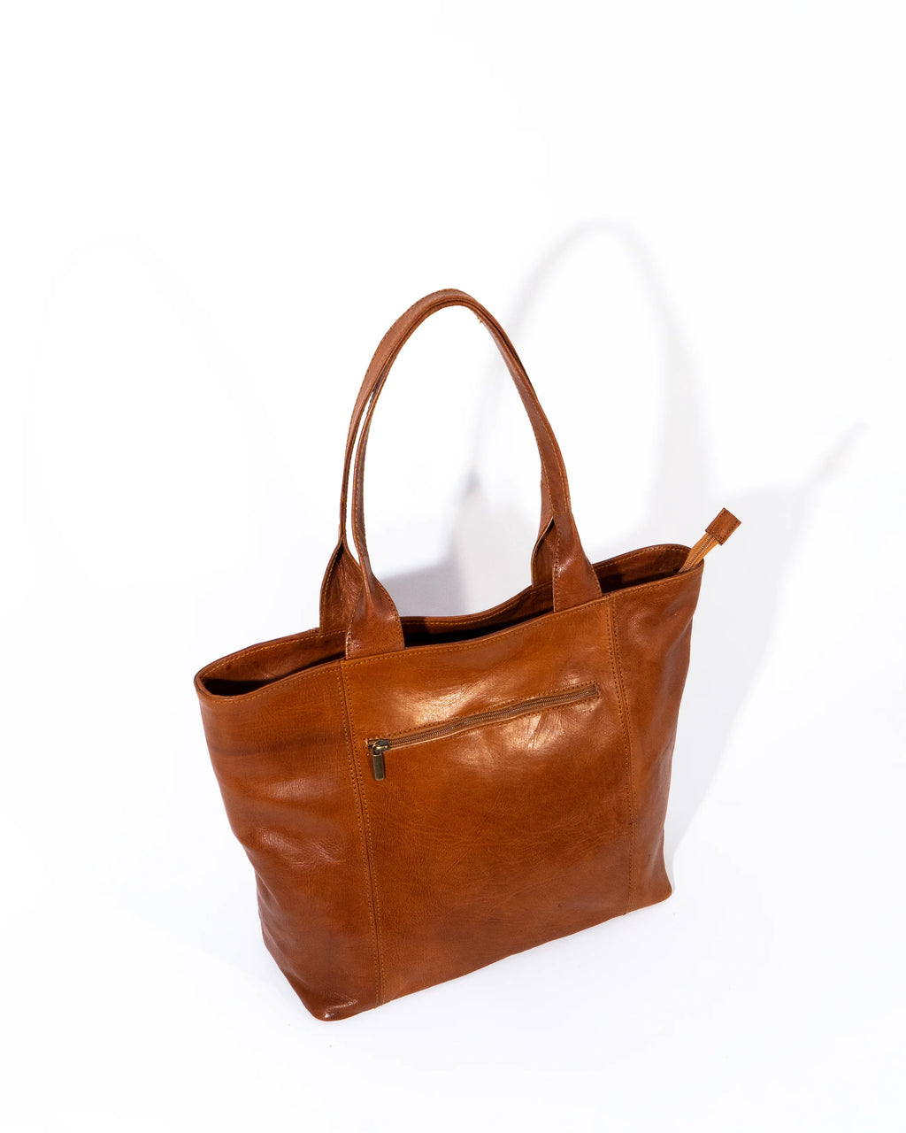 Tan Leather Large Tote Bag