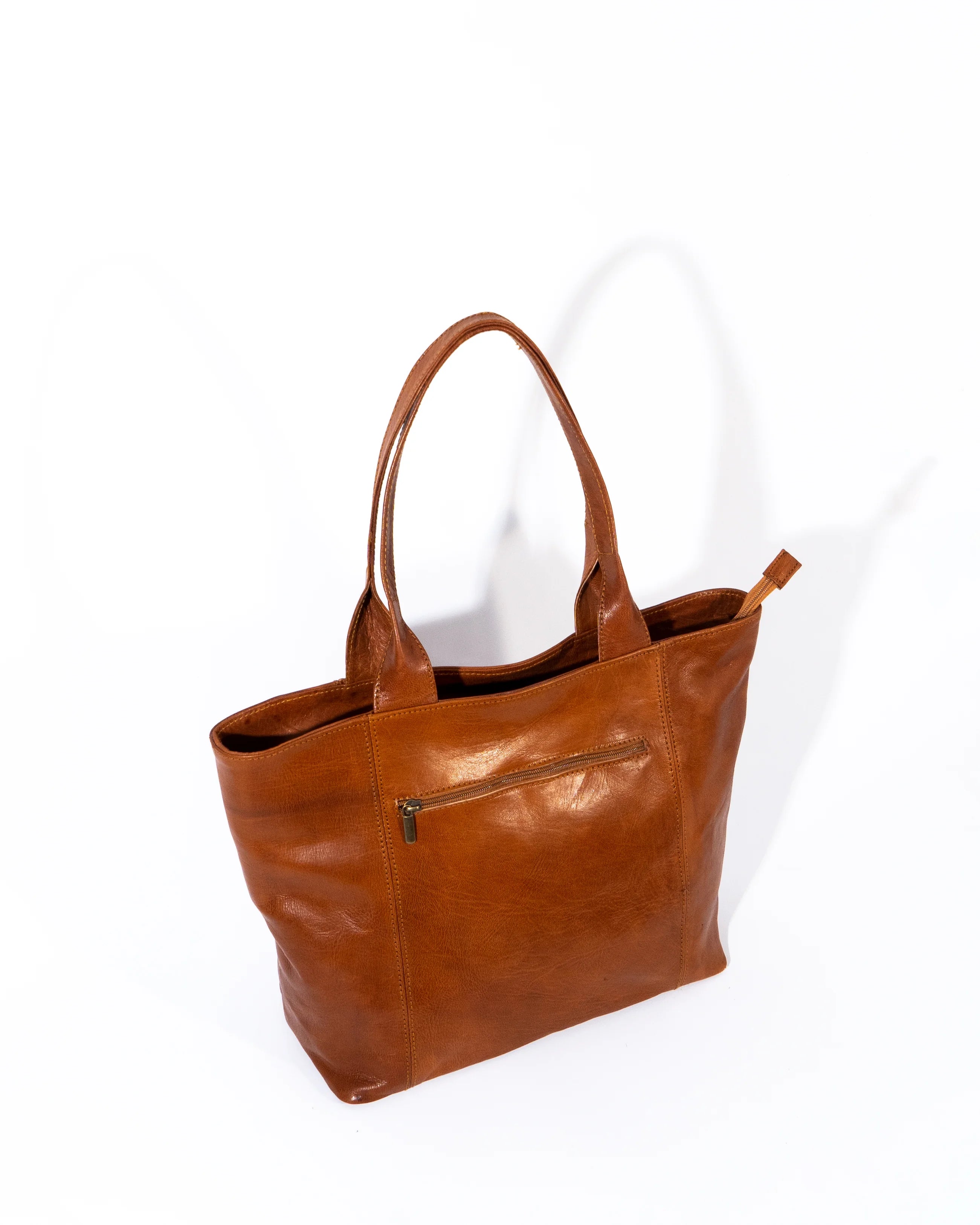 Tan Leather Large Tote Bag