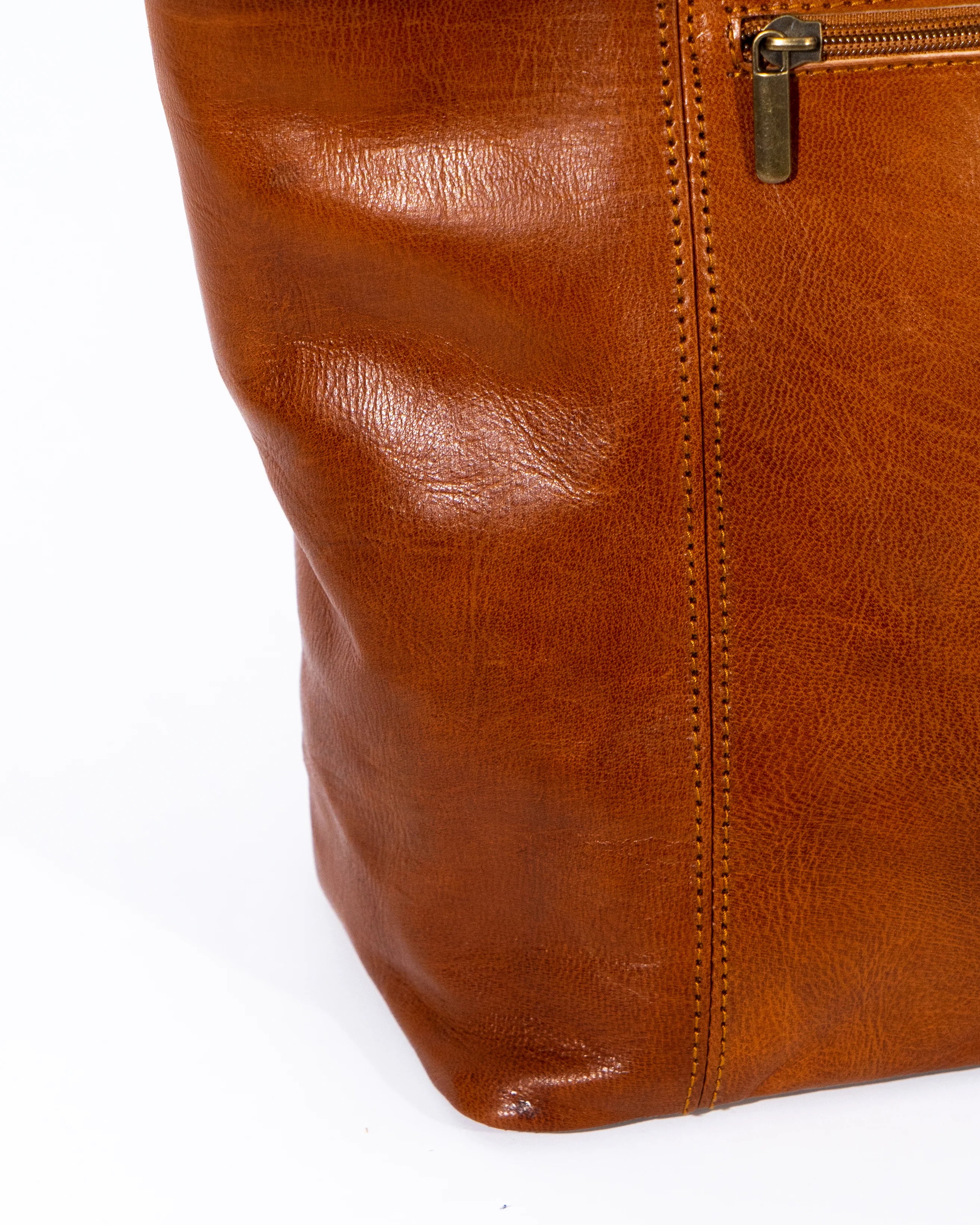 Tan Leather Large Tote Bag