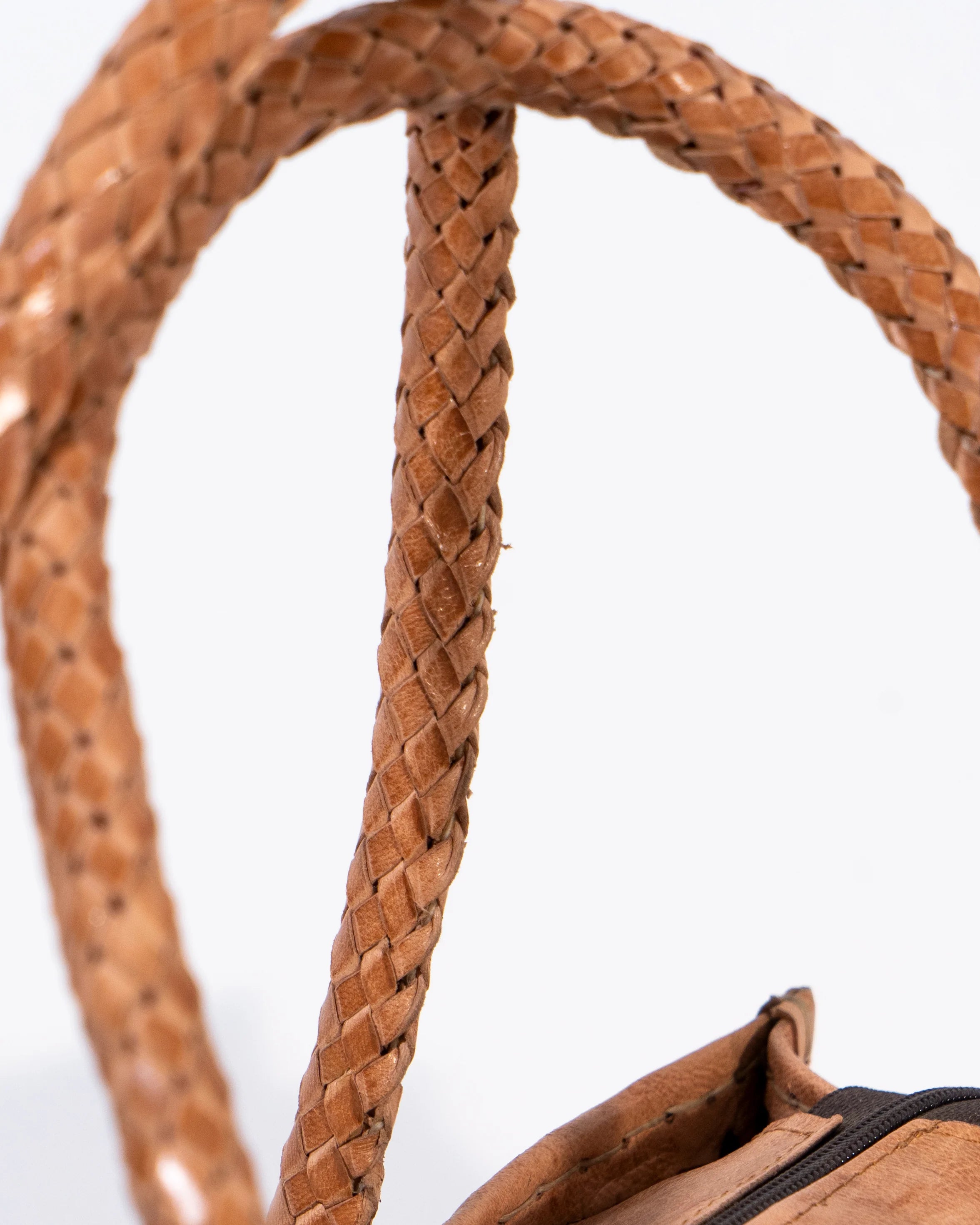Tan Leather Woven Tote Bag