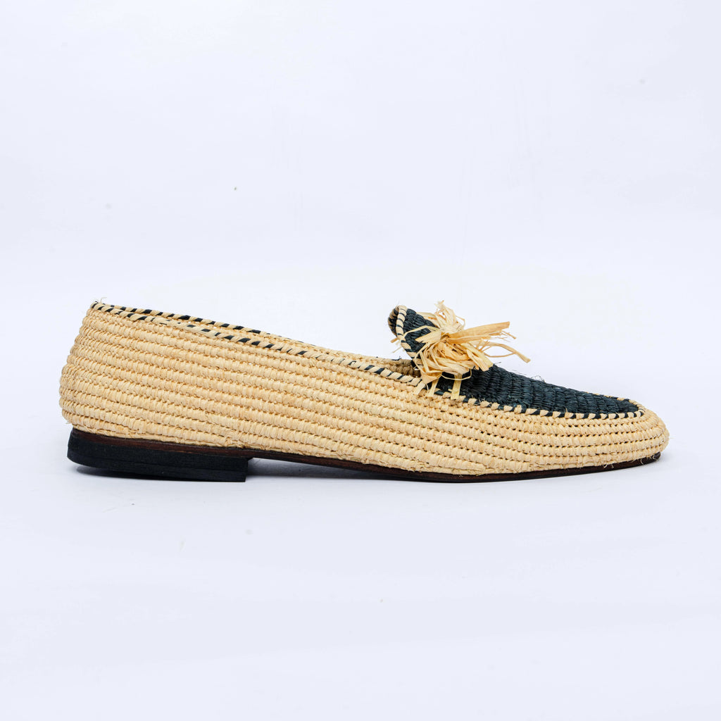 Men's Raffia Bow Loafers in Gray