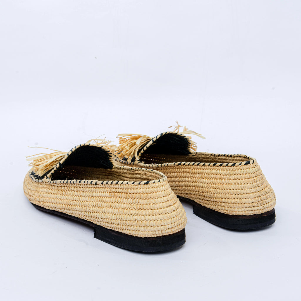 Men's Raffia Bow Loafers in Gray