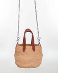 Mini Raffia Basket Tote — Leather Chain Strap