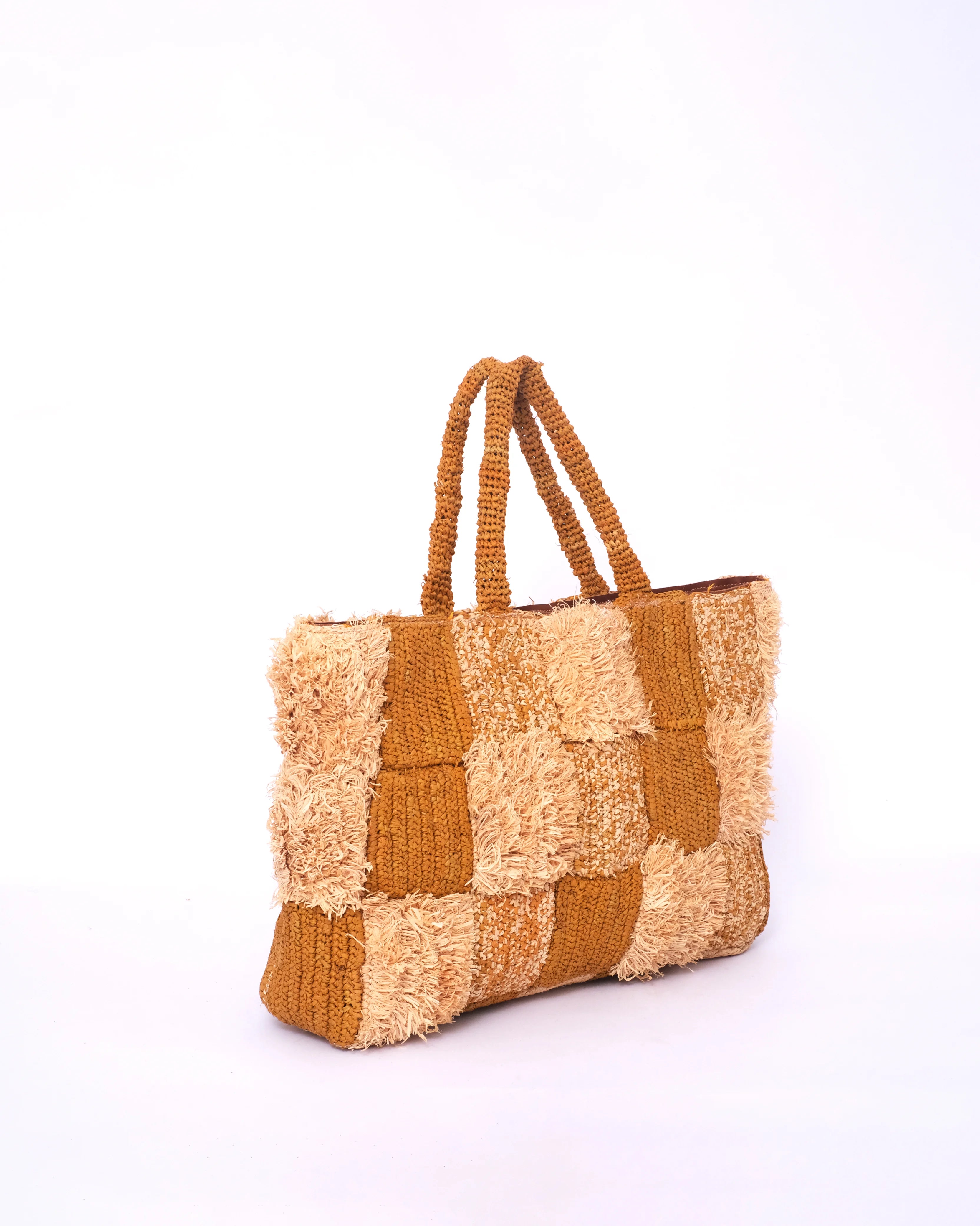 Raffia Checker Handbag