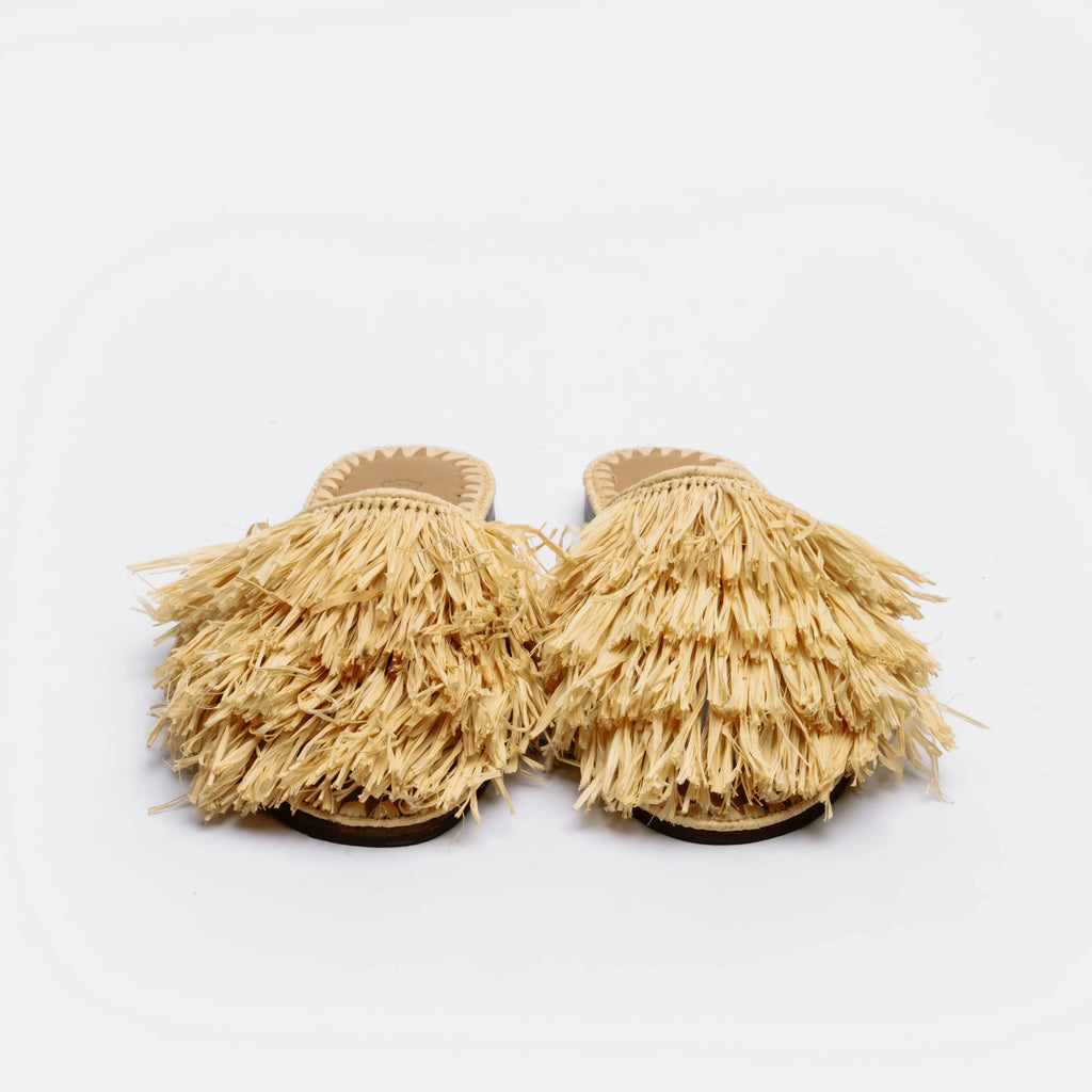 Mules en raphia naturel pour femme
