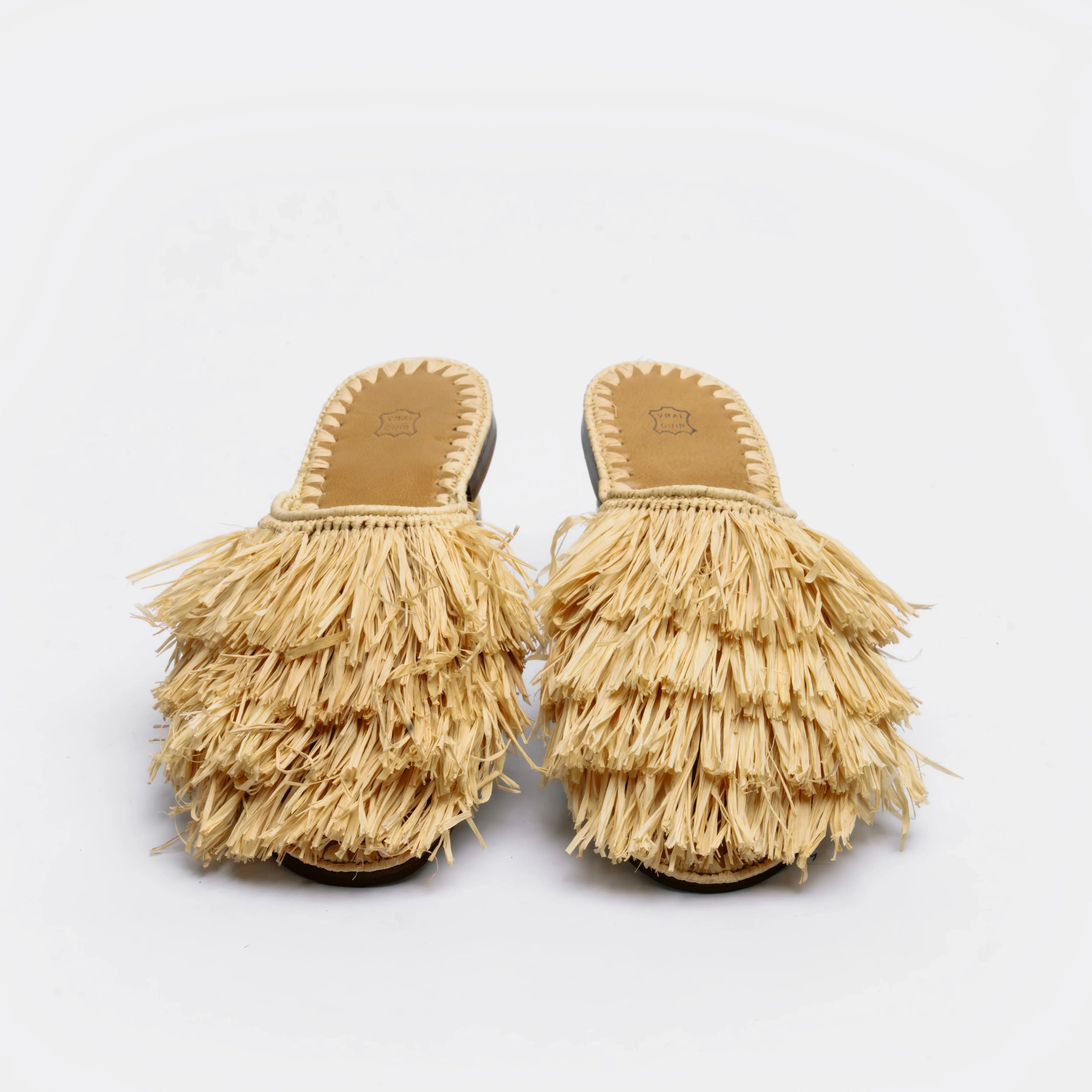 Mules en raphia naturel pour femme