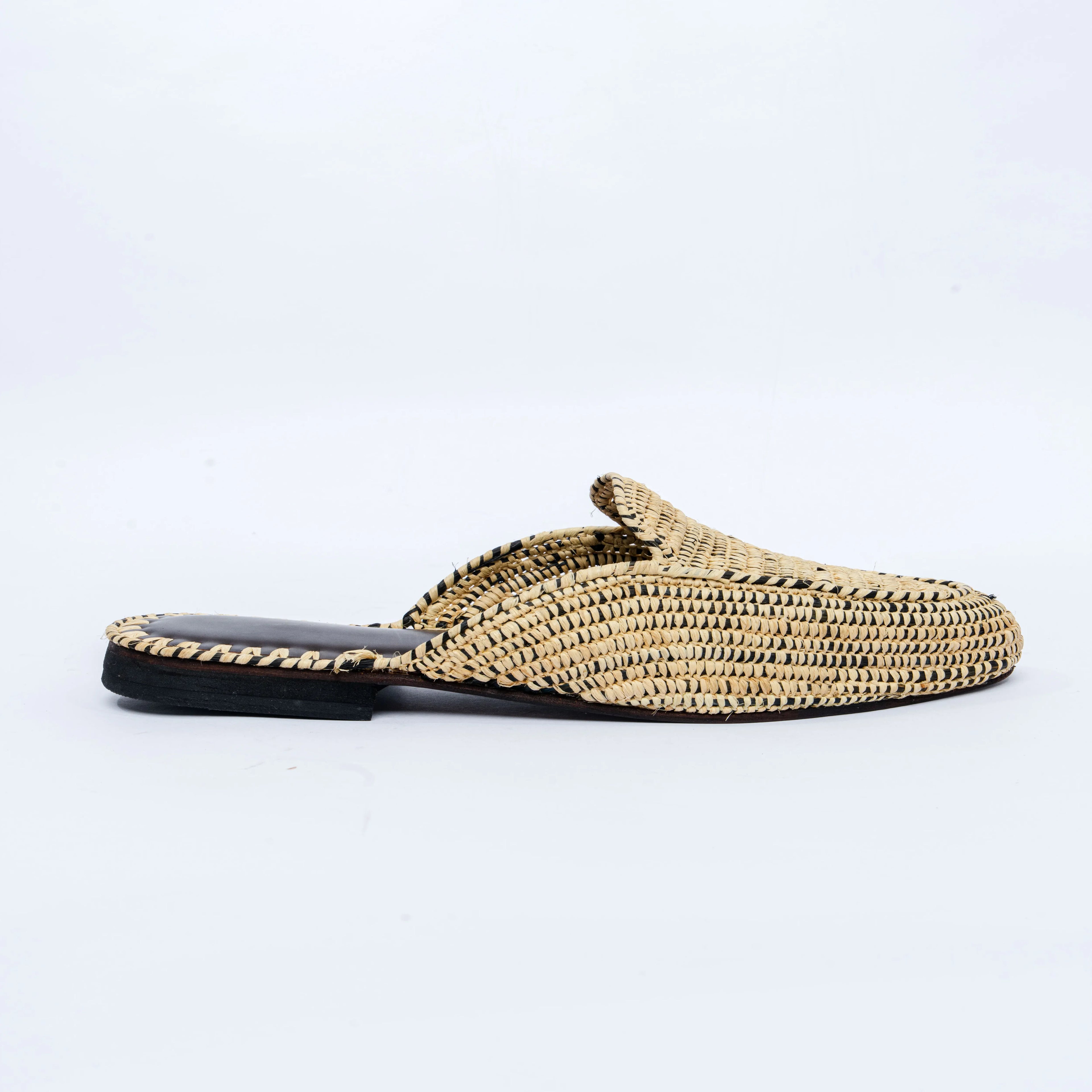 Woven sandal on a light gray background