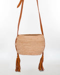 Raffia Shoulder Basket Bag — Leather Tassels