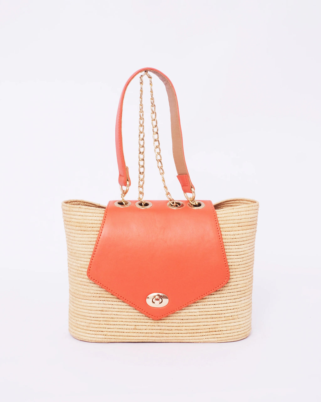 Raffia Handbag Bag With Chain Strap