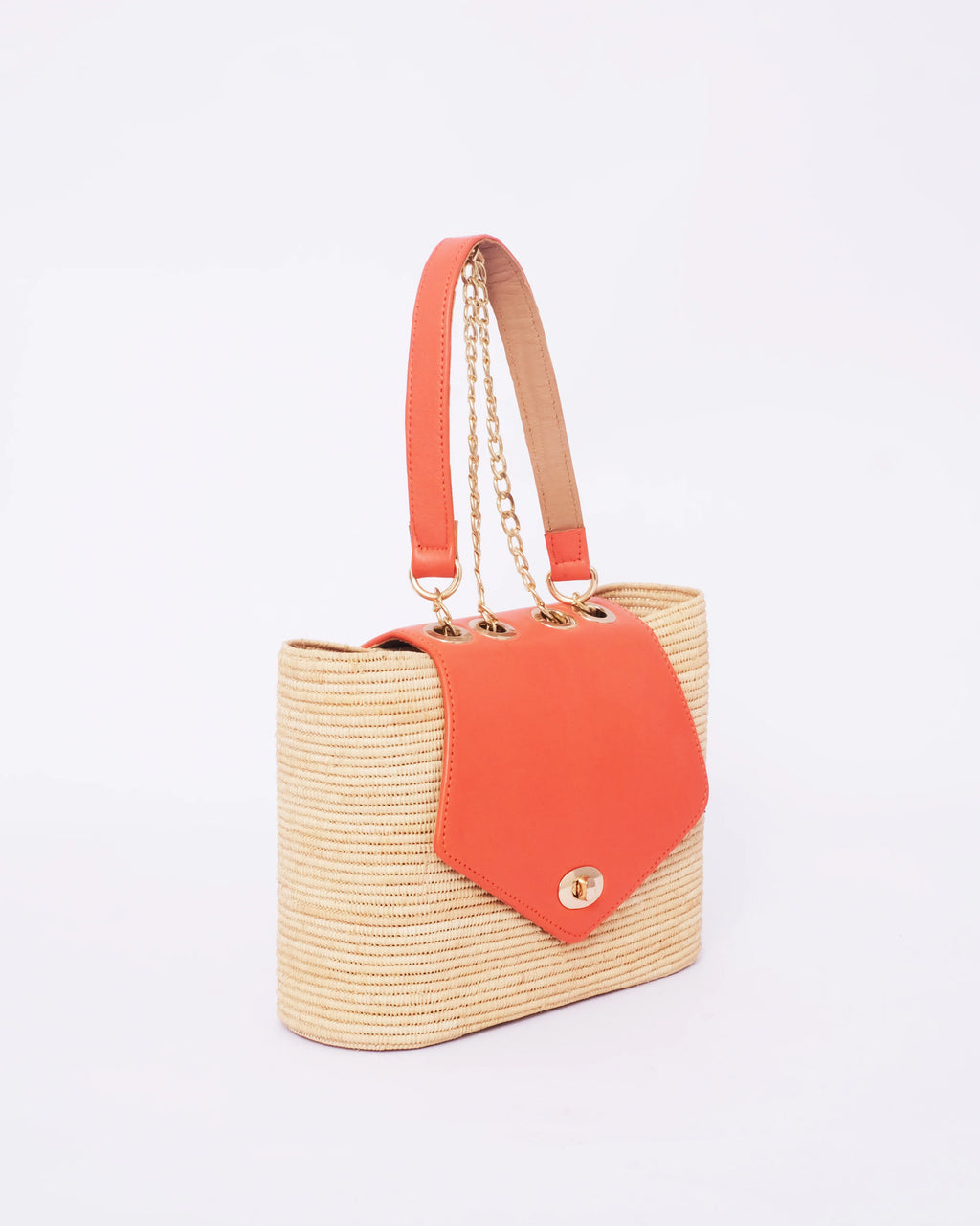 Raffia Handbag Bag With Chain Strap