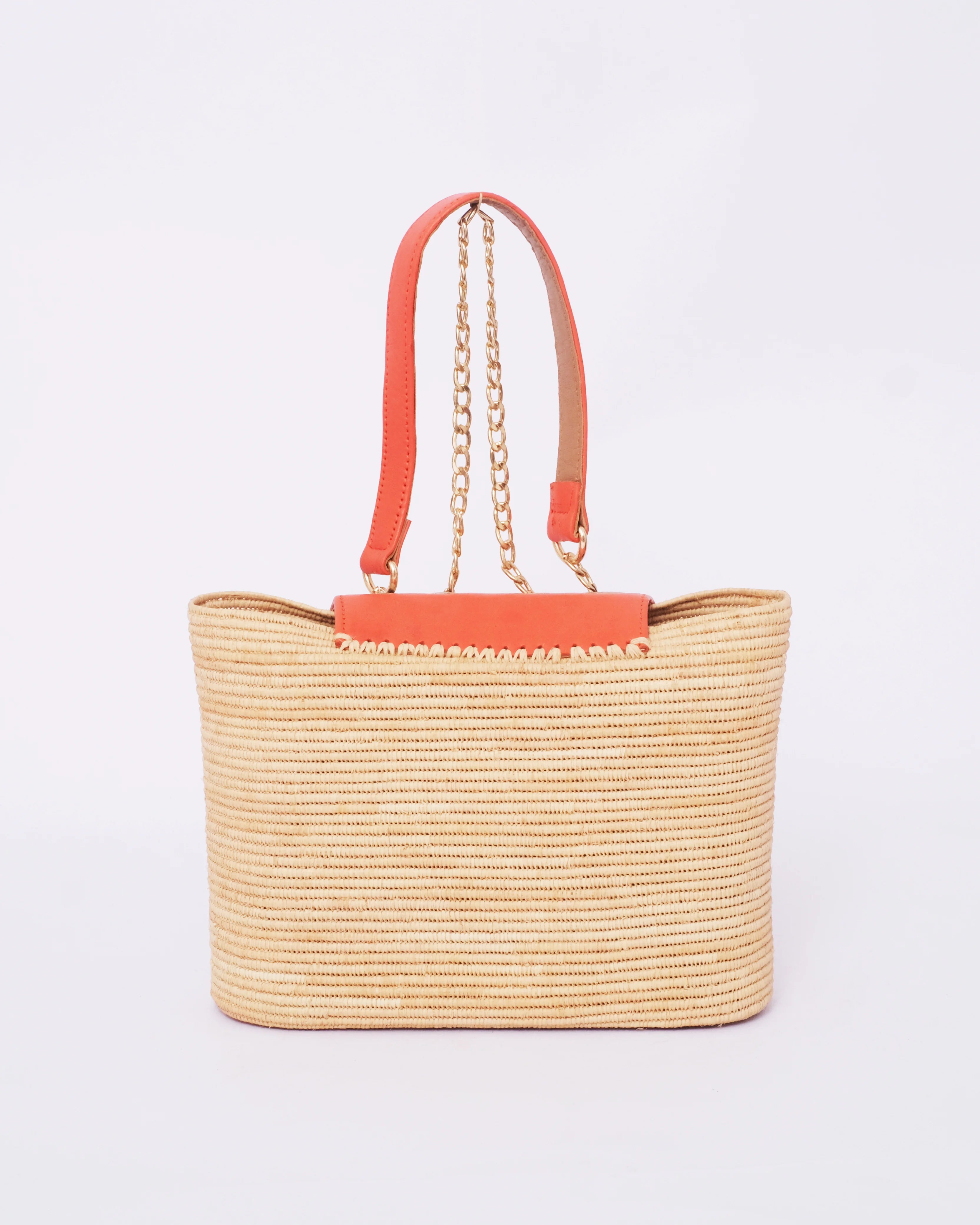 Raffia Handbag Bag With Chain Strap