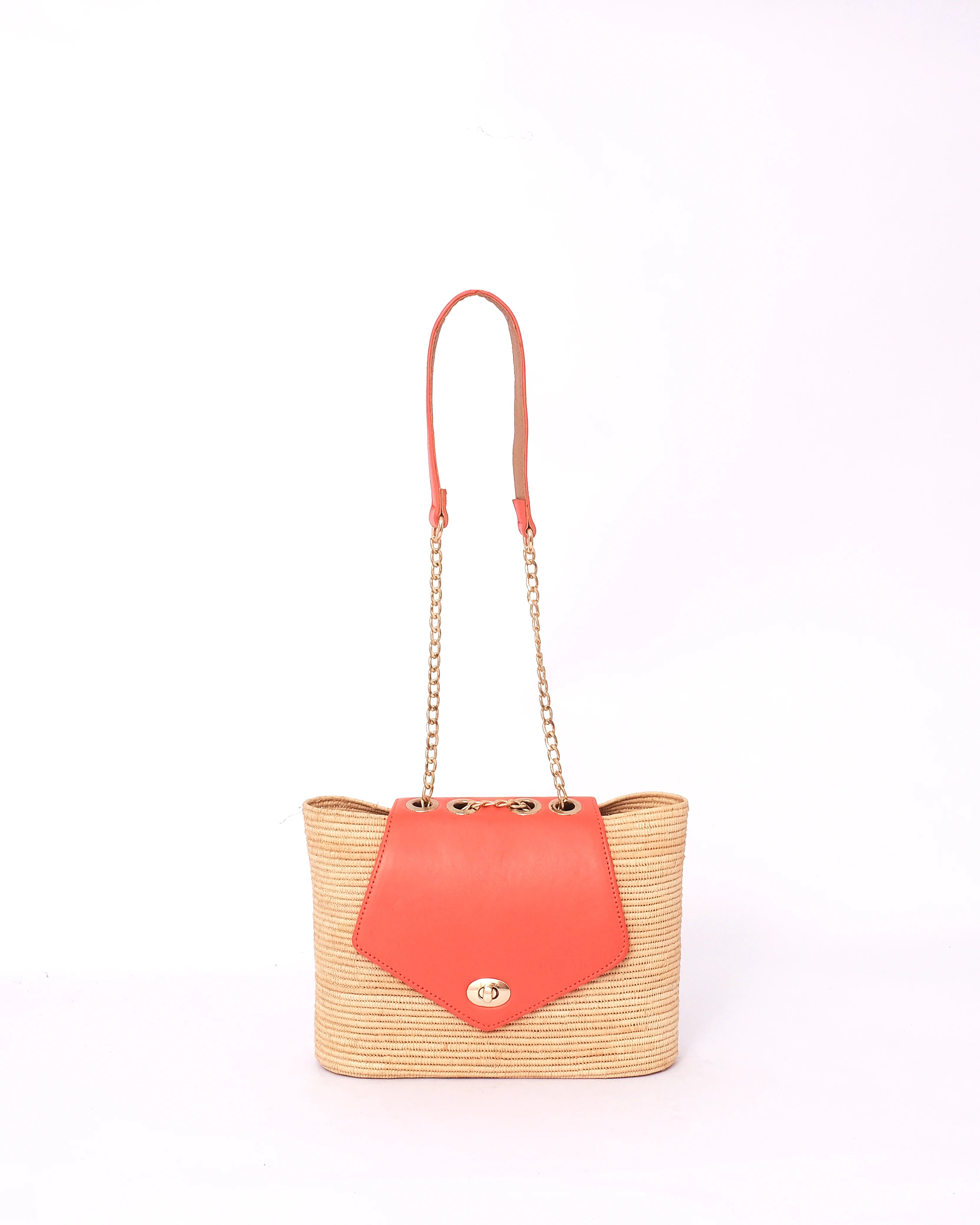 Raffia Handbag Bag With Chain Strap